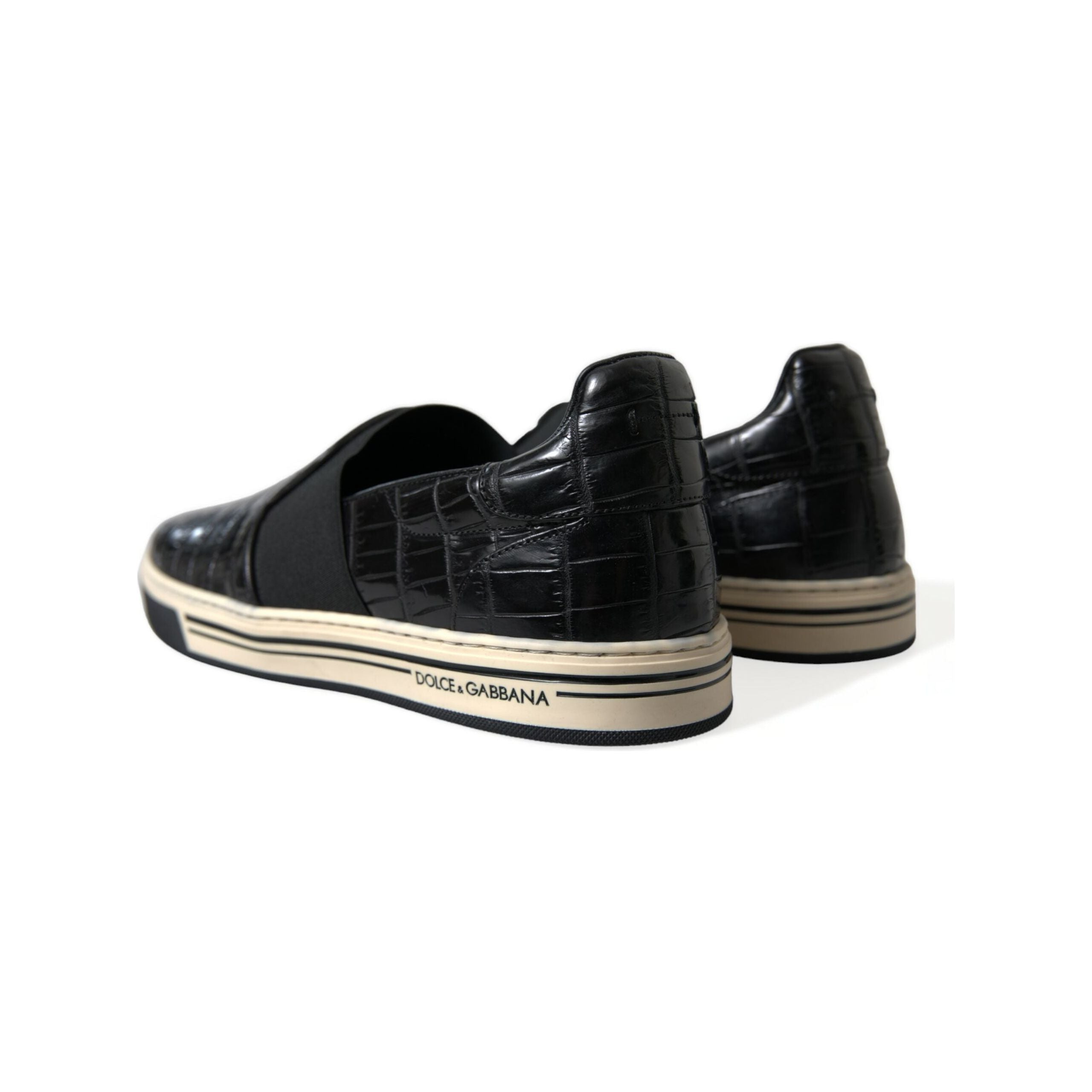 Dolce & Gabbana Black Crocodile Leather Low-Top Sneakers