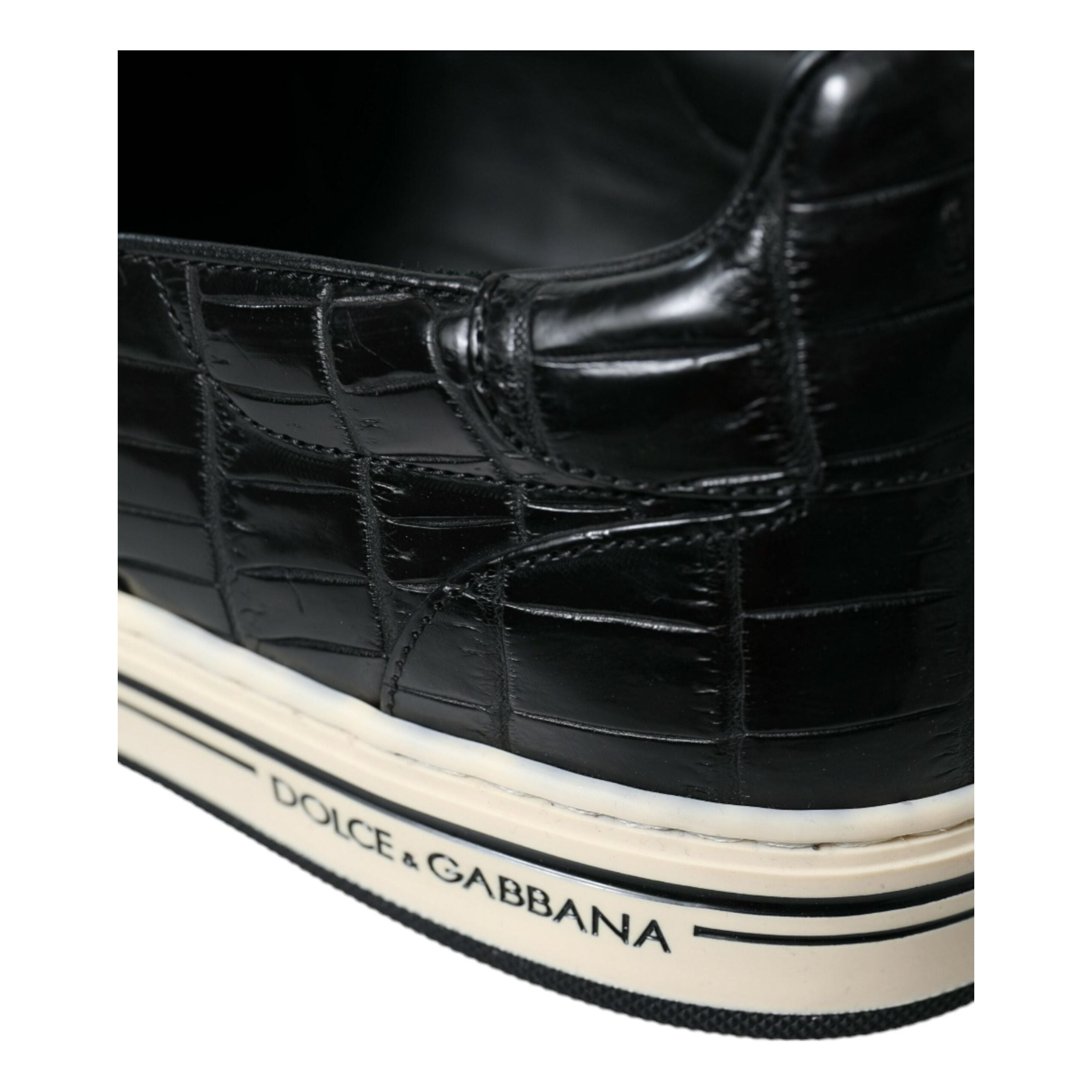 Dolce & Gabbana Black Crocodile Leather Low-Top Sneakers