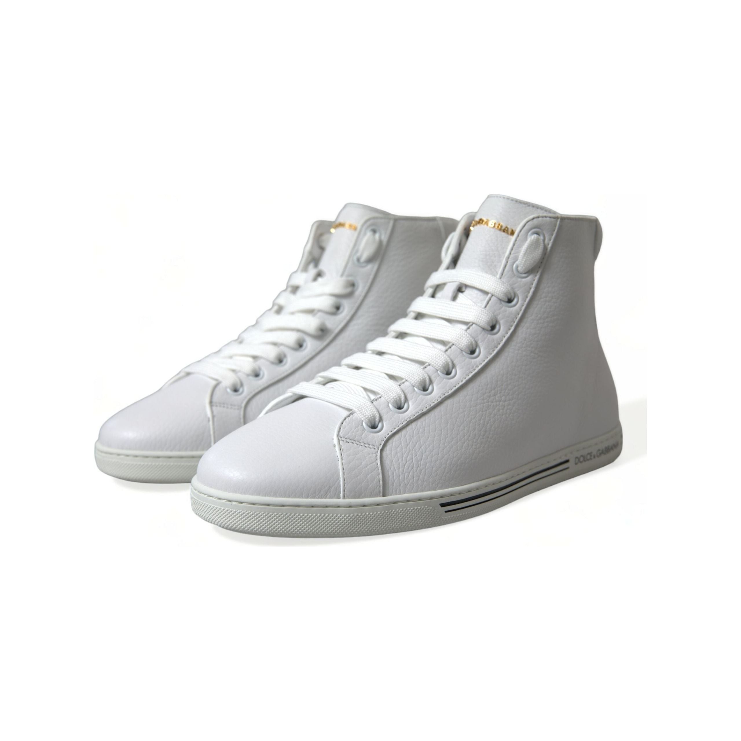 Dolce & Gabbana White Leather High Top Sneakers