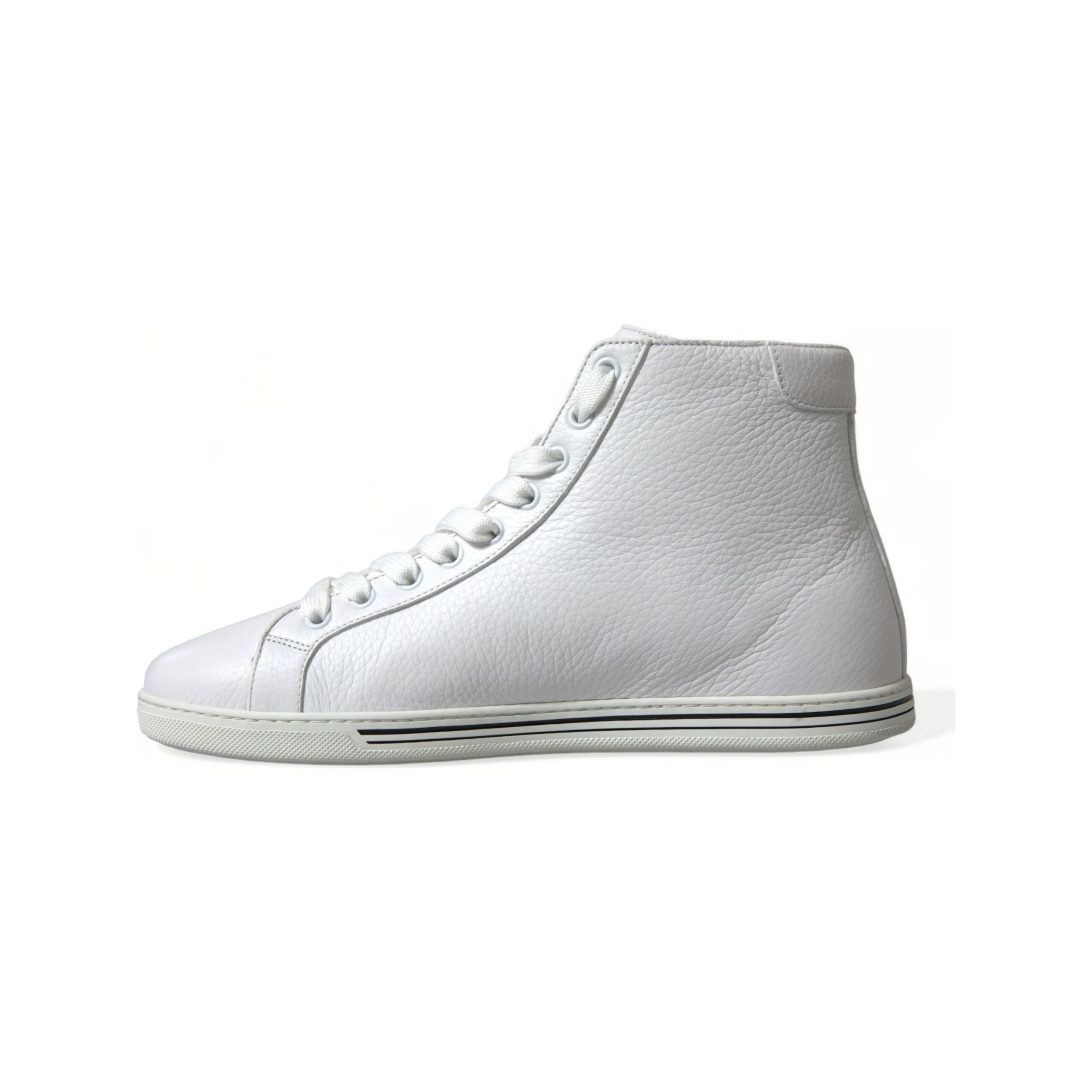 Dolce & Gabbana White Leather High Top Sneakers