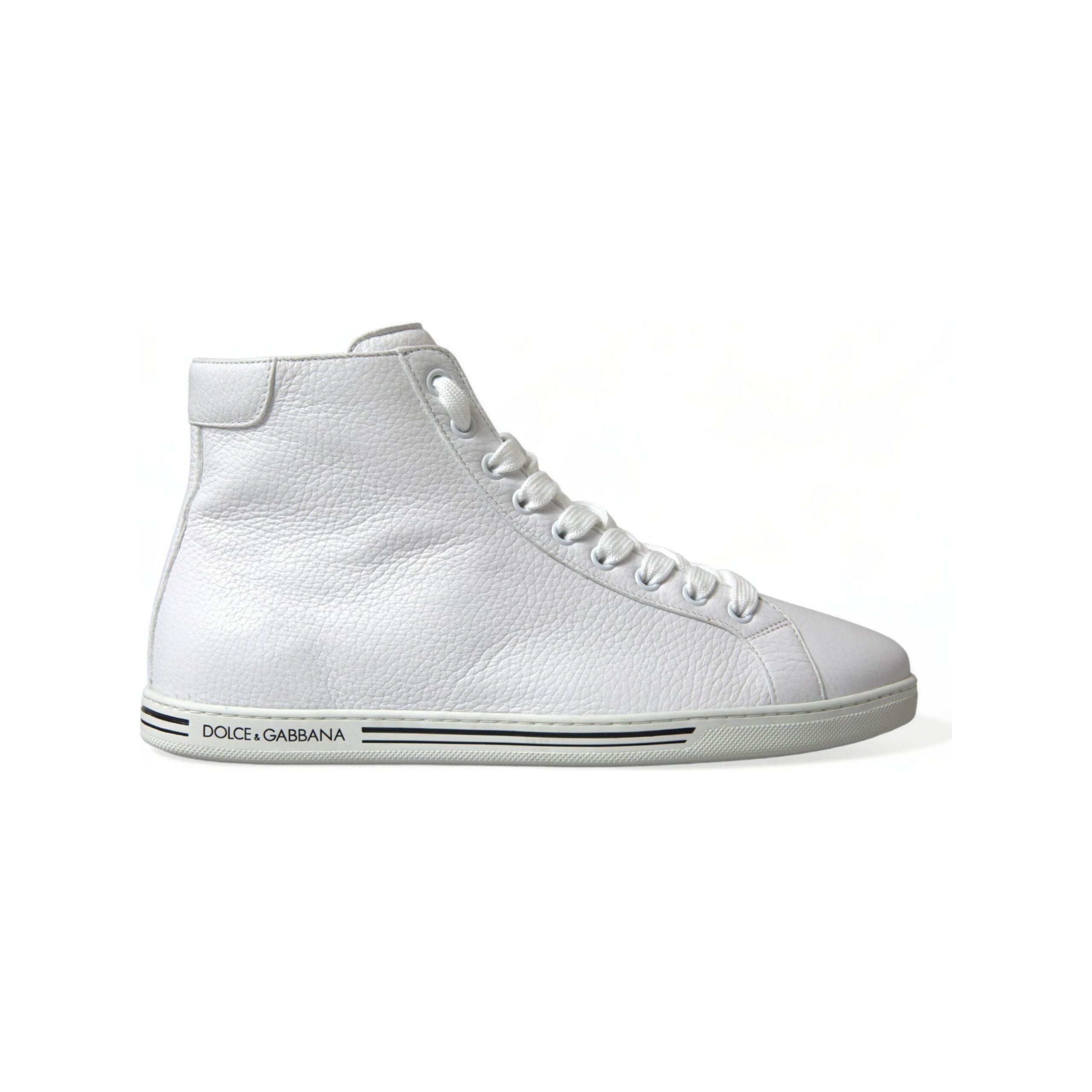 Dolce & Gabbana White Leather High Top Sneakers