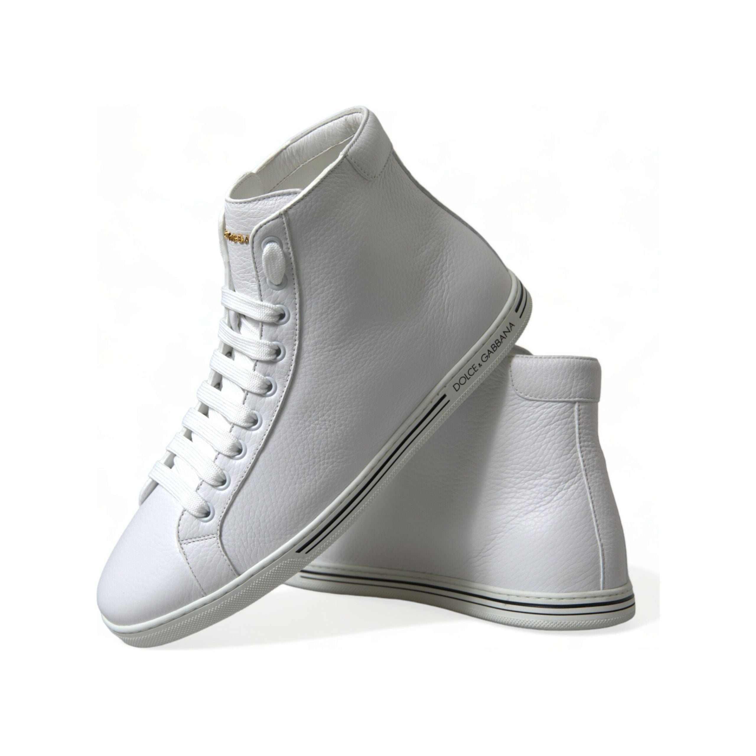 Dolce & Gabbana White Leather High Top Sneakers