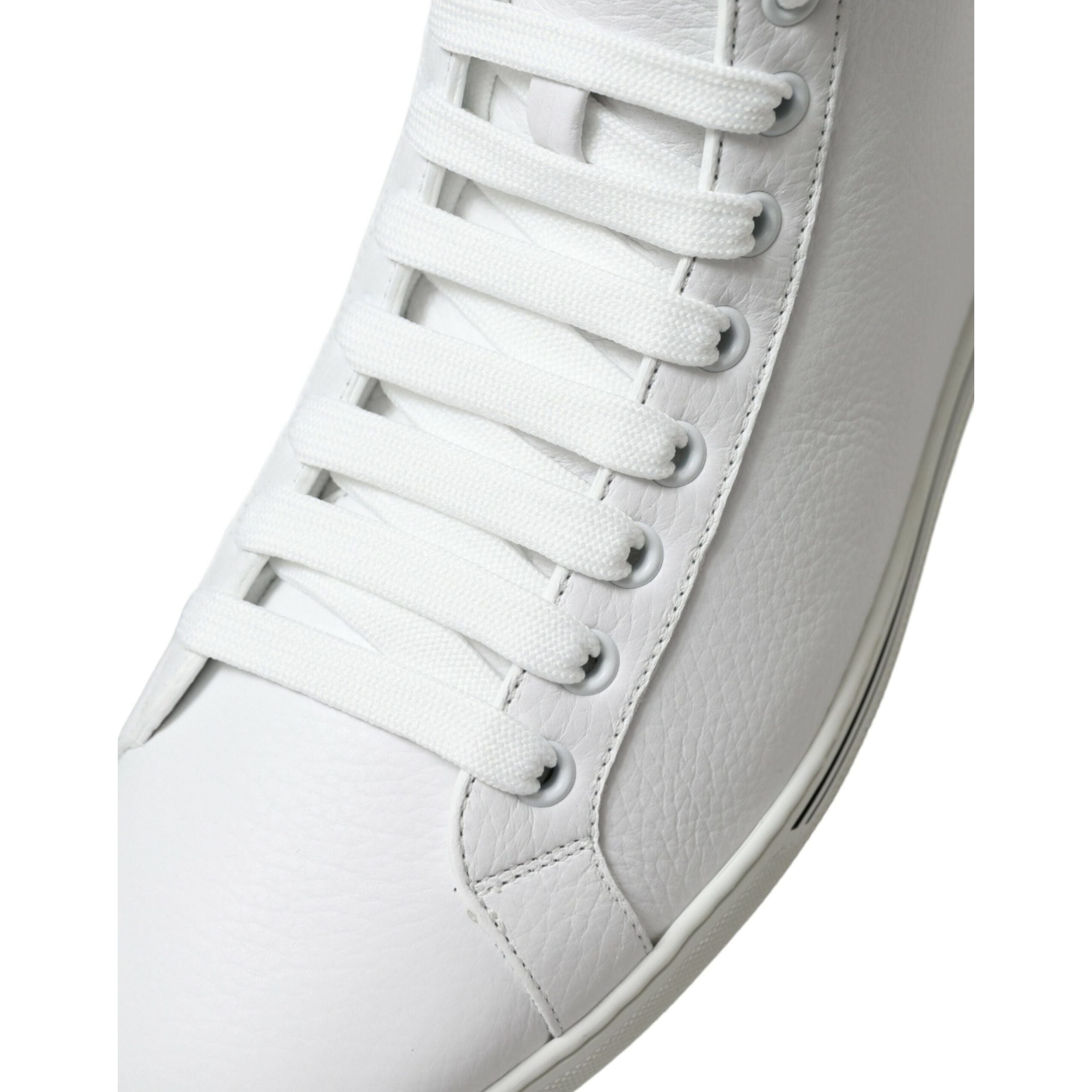 Dolce & Gabbana White Leather High Top Sneakers