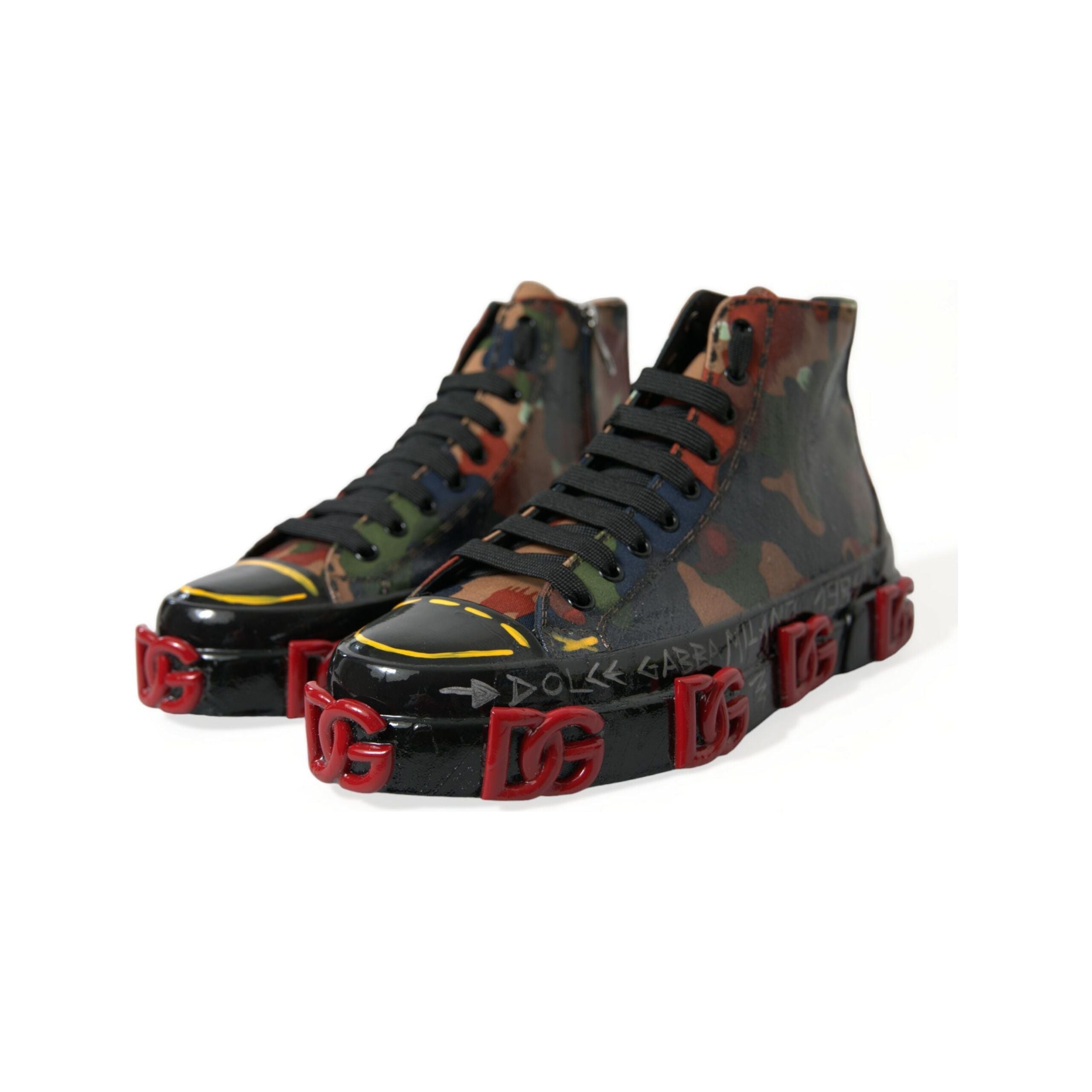 Dolce & Gabbana Multicolor Leather High-Top Sneakers