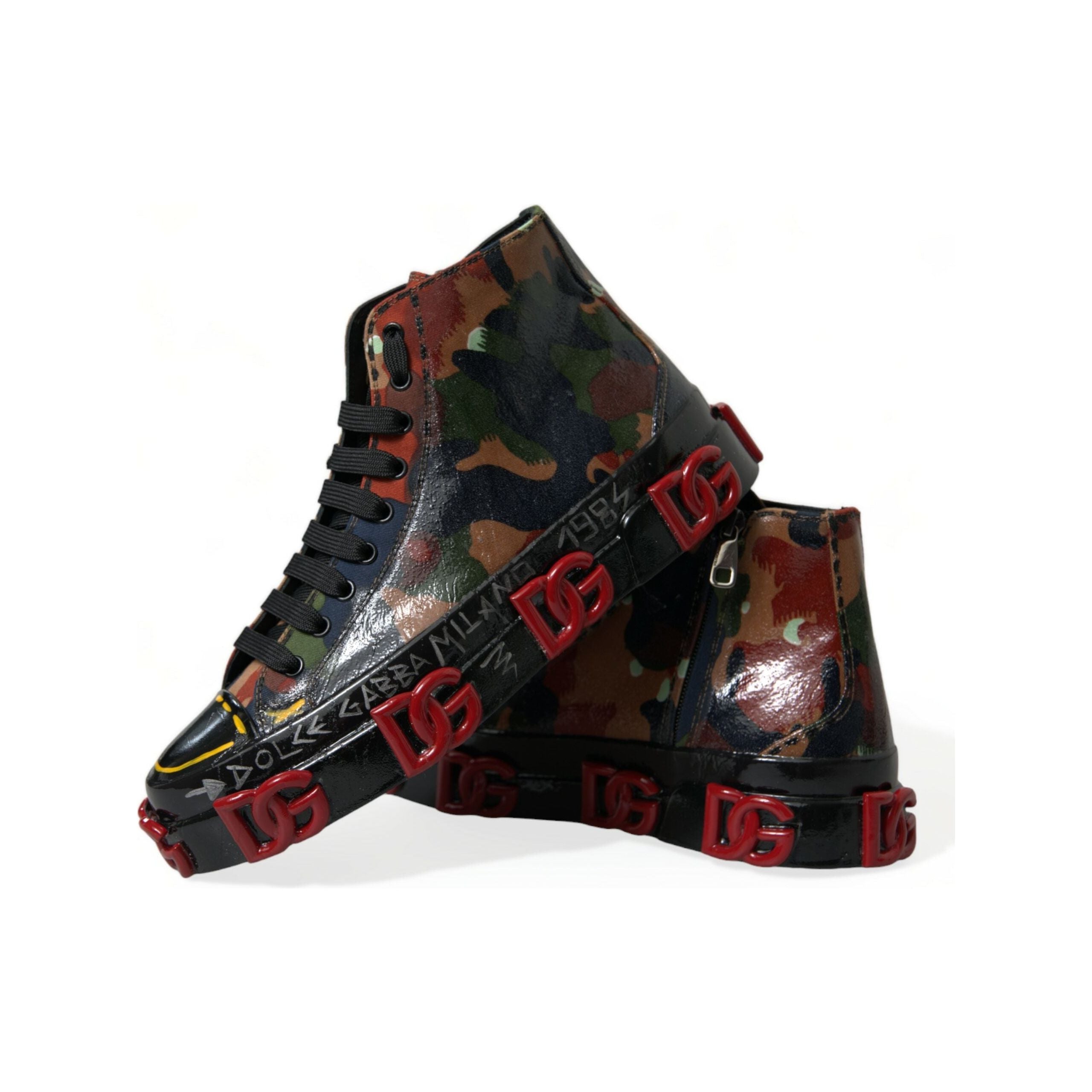 Dolce & Gabbana Multicolor Leather High-Top Sneakers