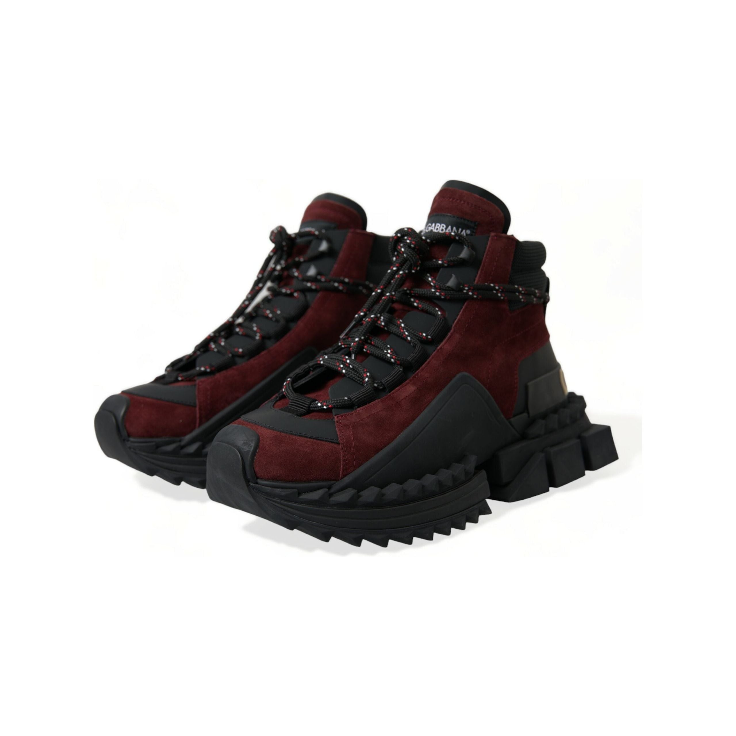 Dolce & Gabbana Burgundy Leather High Top Sneakers