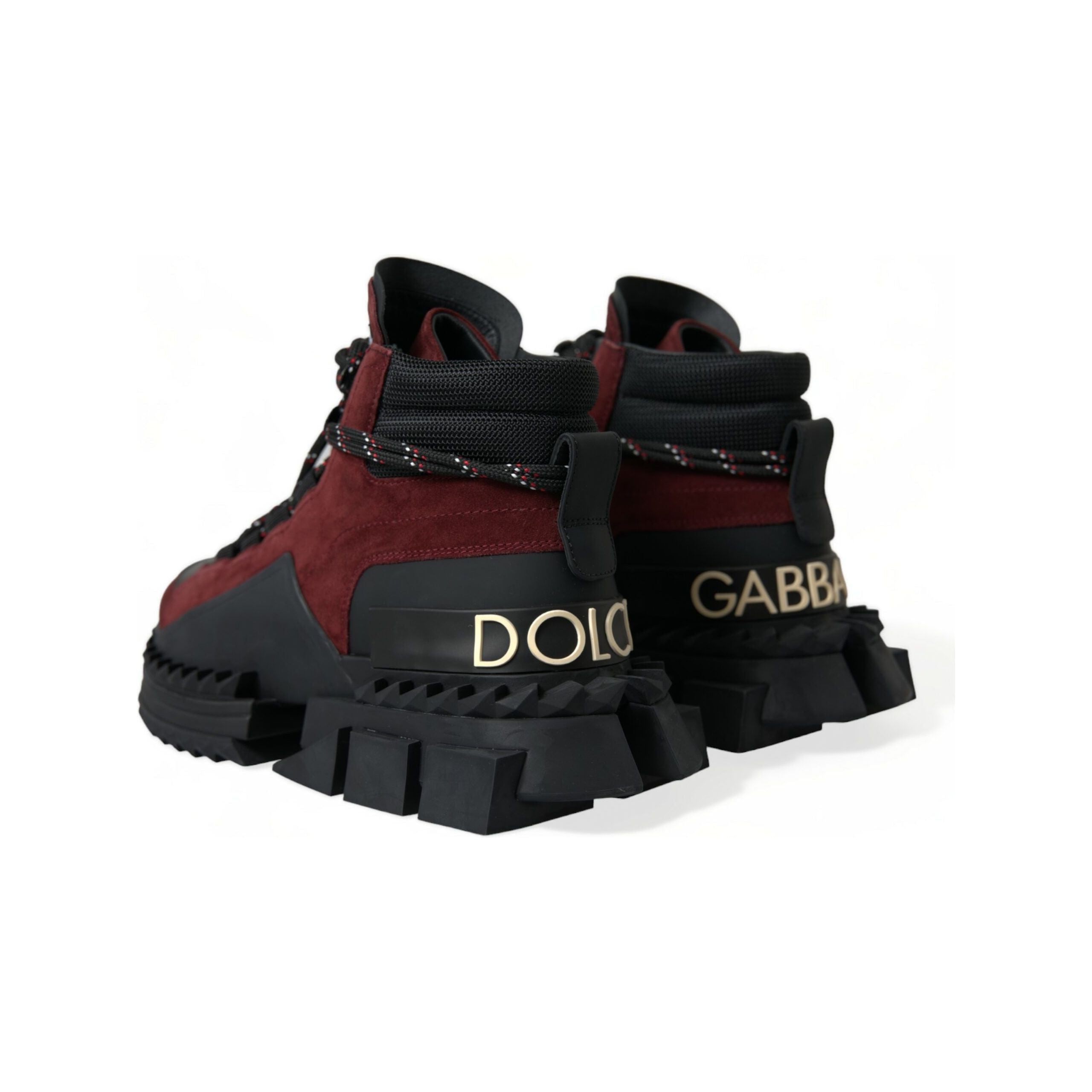 Dolce & Gabbana Burgundy Leather High Top Sneakers
