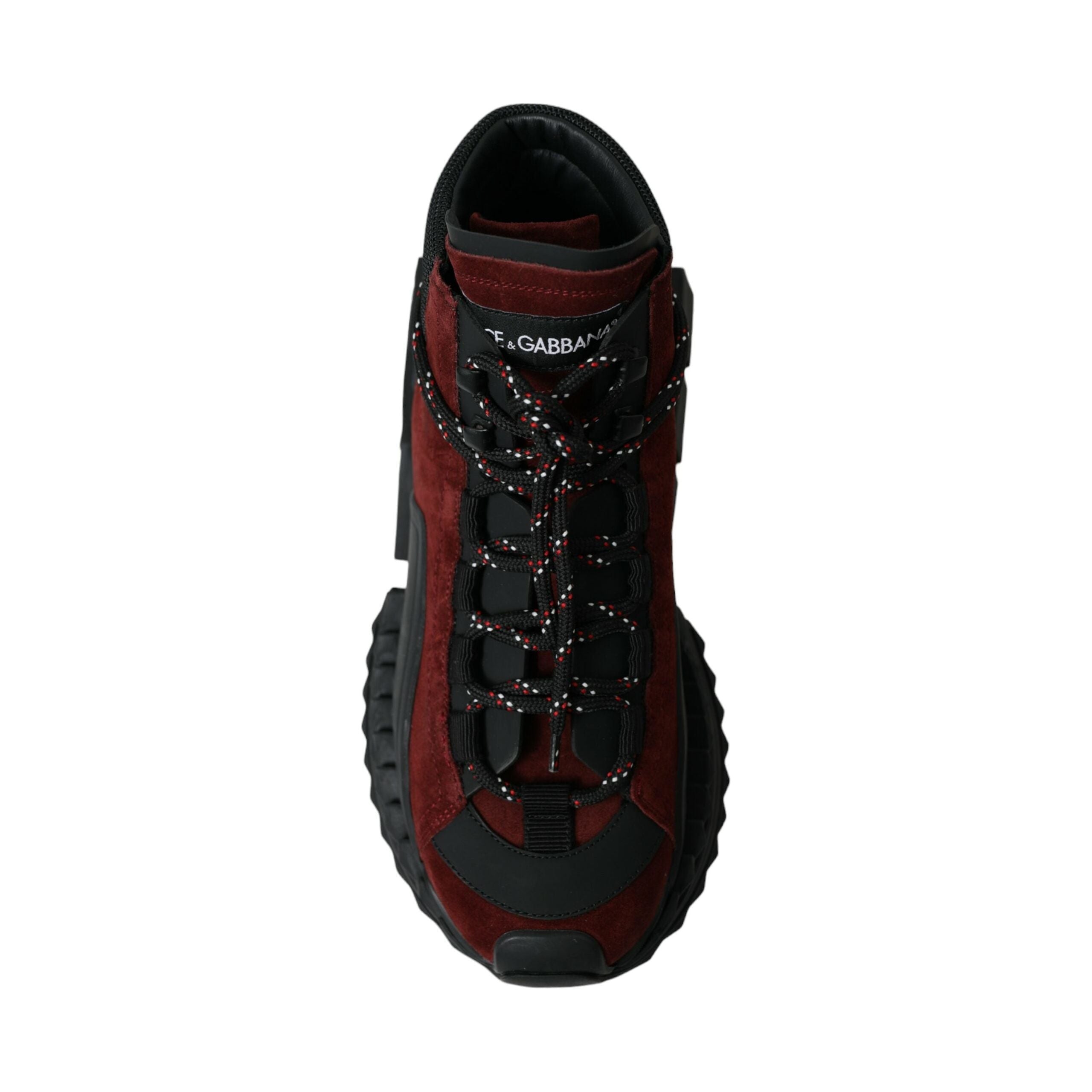 Dolce & Gabbana Burgundy Leather High Top Sneakers