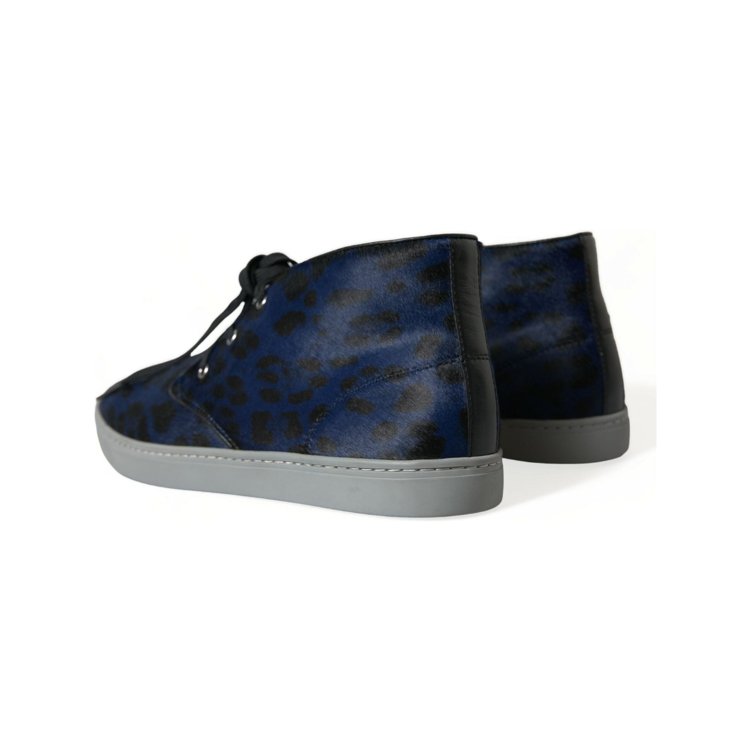 Dolce & Gabbana Blue Calf Hair Mid-Top Sneakers
