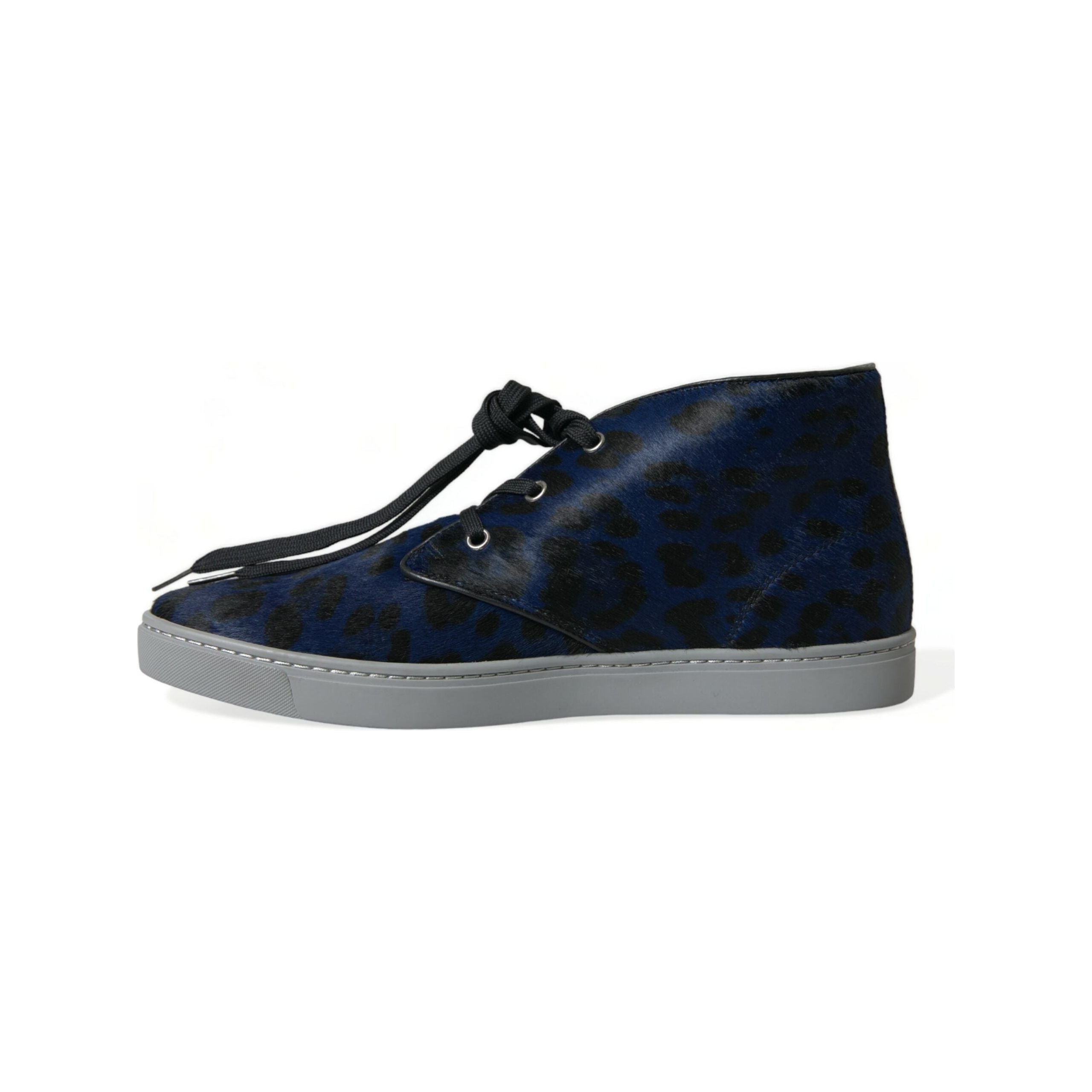 Dolce & Gabbana Blue Calf Hair Mid-Top Sneakers