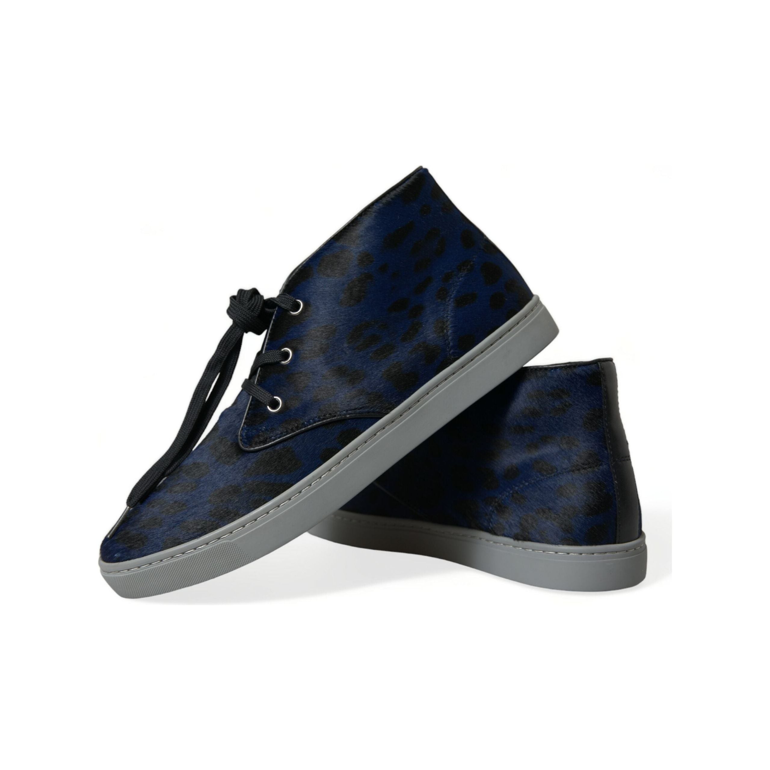 Dolce & Gabbana Blue Calf Hair Mid-Top Sneakers