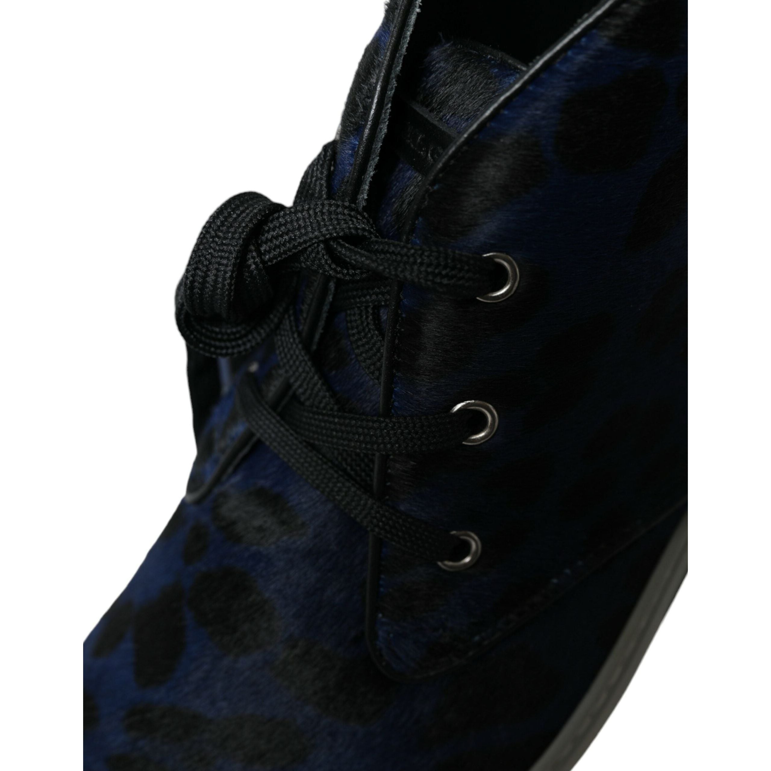 Dolce & Gabbana Blue Calf Hair Mid-Top Sneakers
