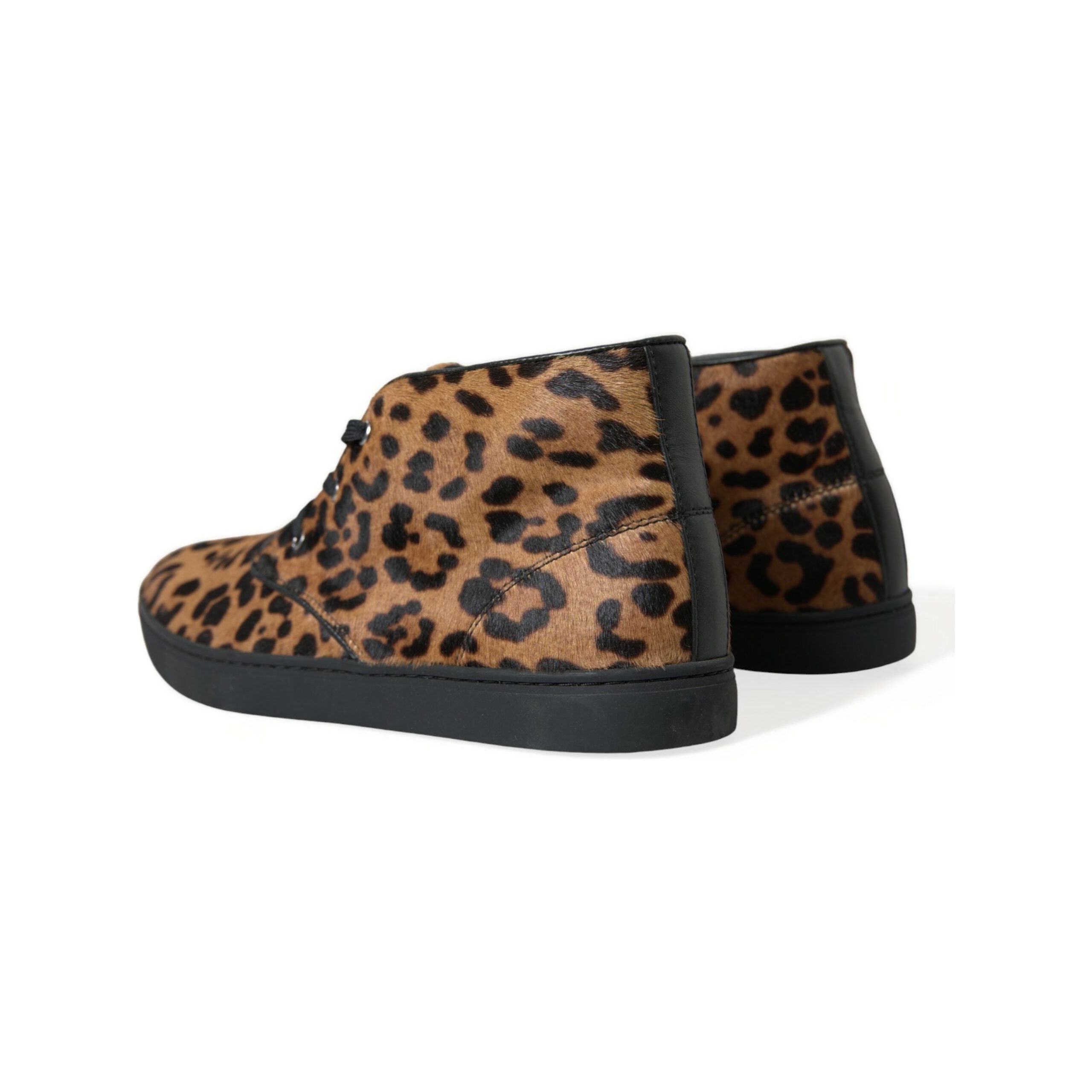 Dolce & Gabbana Brown Pony Hair Mid-Top Sneakers