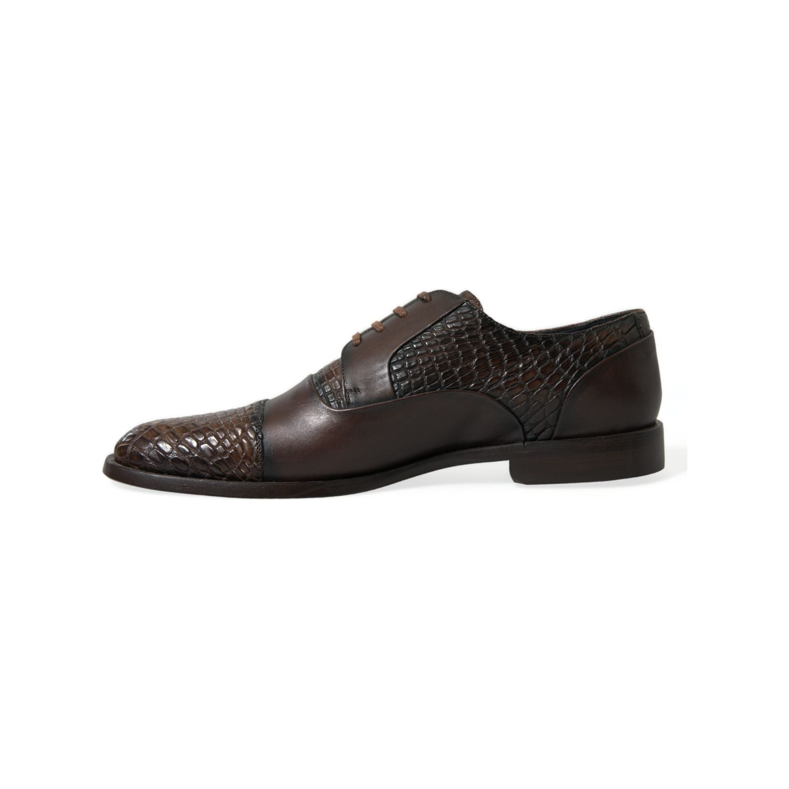 Dolce & Gabbana Brown Crocodile Leather Oxford Dress Shoes