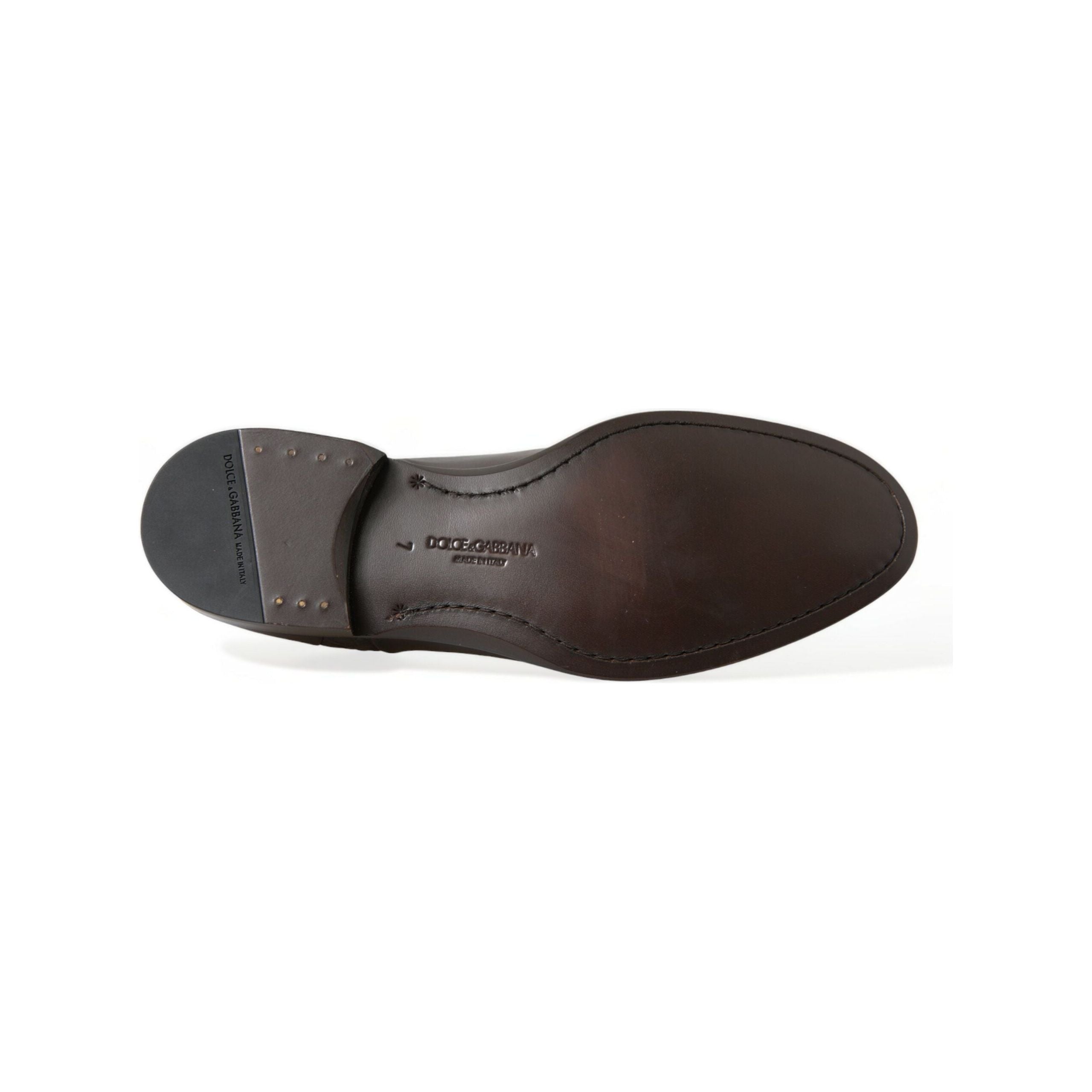 Dolce & Gabbana Brown Crocodile Leather Oxford Dress Shoes