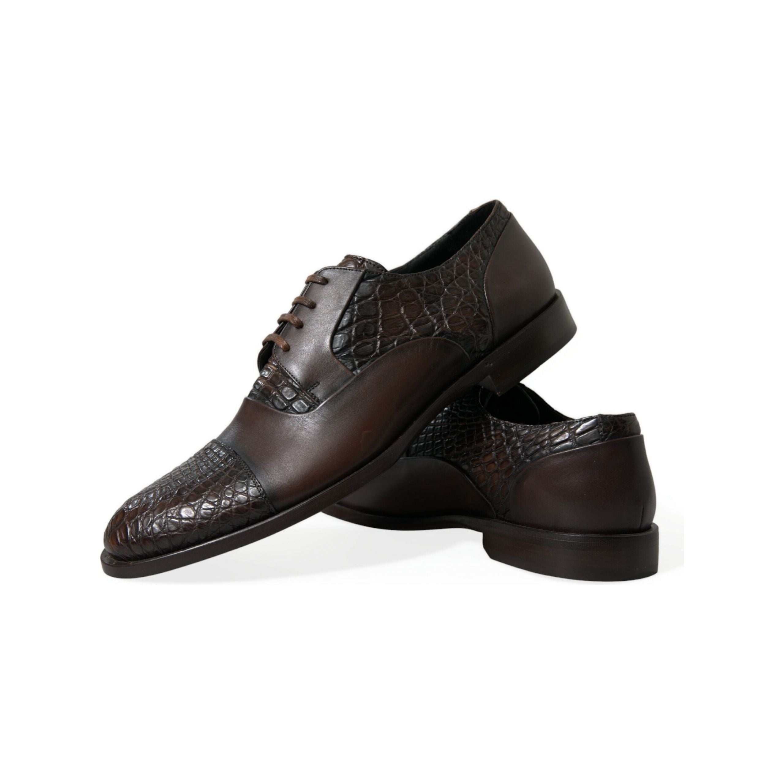 Dolce & Gabbana Brown Crocodile Leather Oxford Dress Shoes