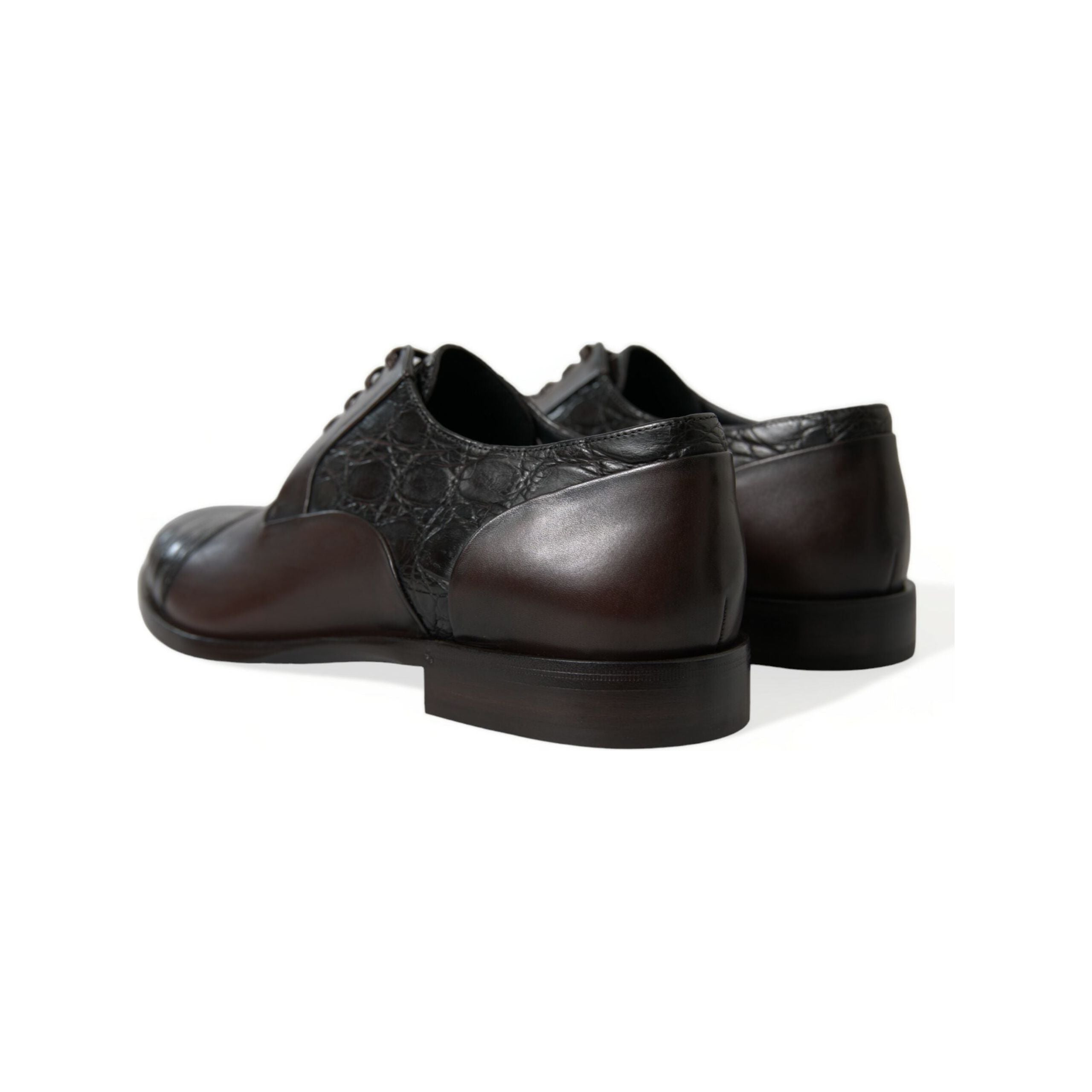 Dolce & Gabbana Brown Caiman Leather Derby Dress Shoes