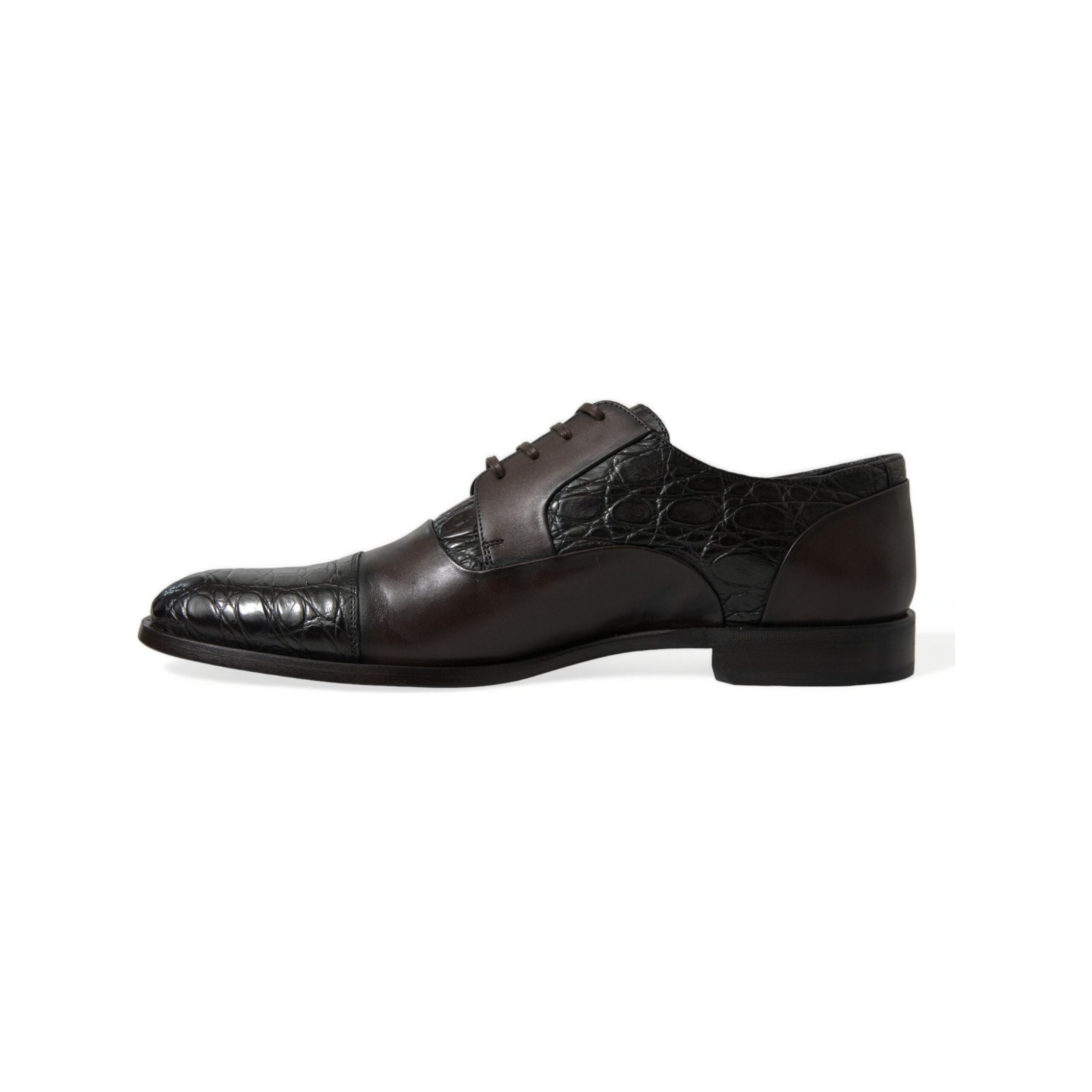 Dolce & Gabbana Brown Caiman Leather Derby Dress Shoes
