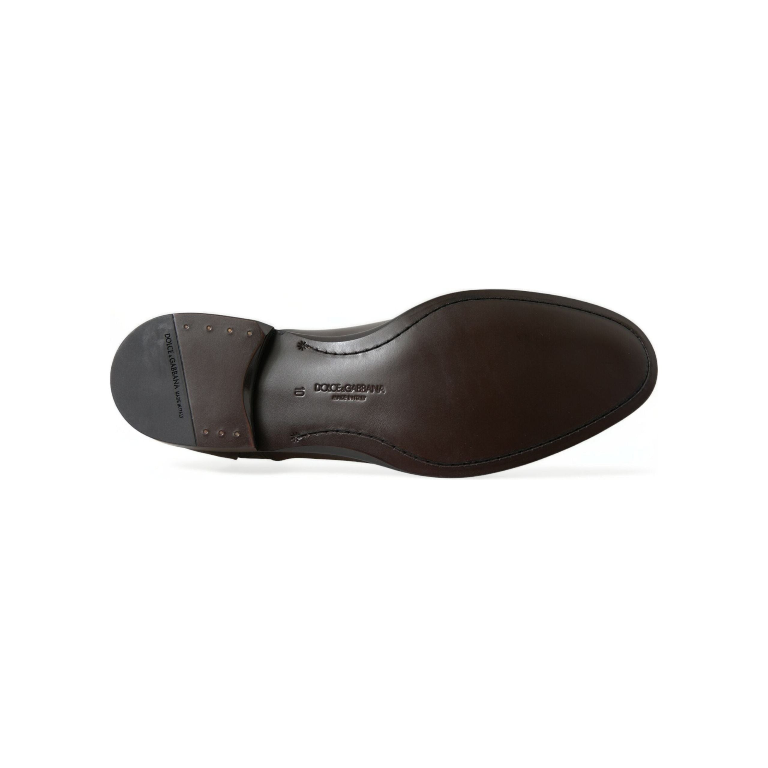 Dolce & Gabbana Brown Caiman Leather Derby Dress Shoes