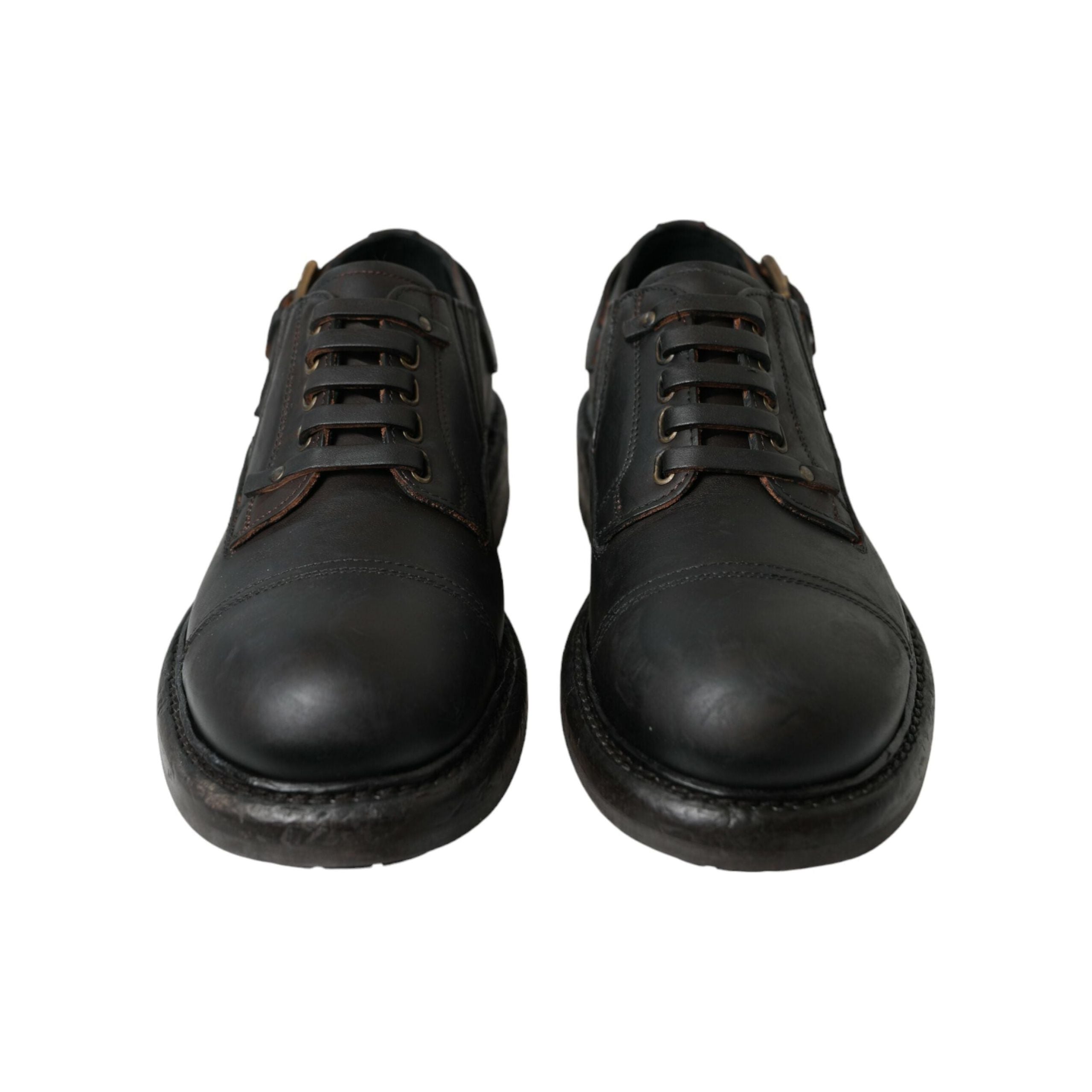 Dolce & Gabbana Black Leather Derby Dress Shoes