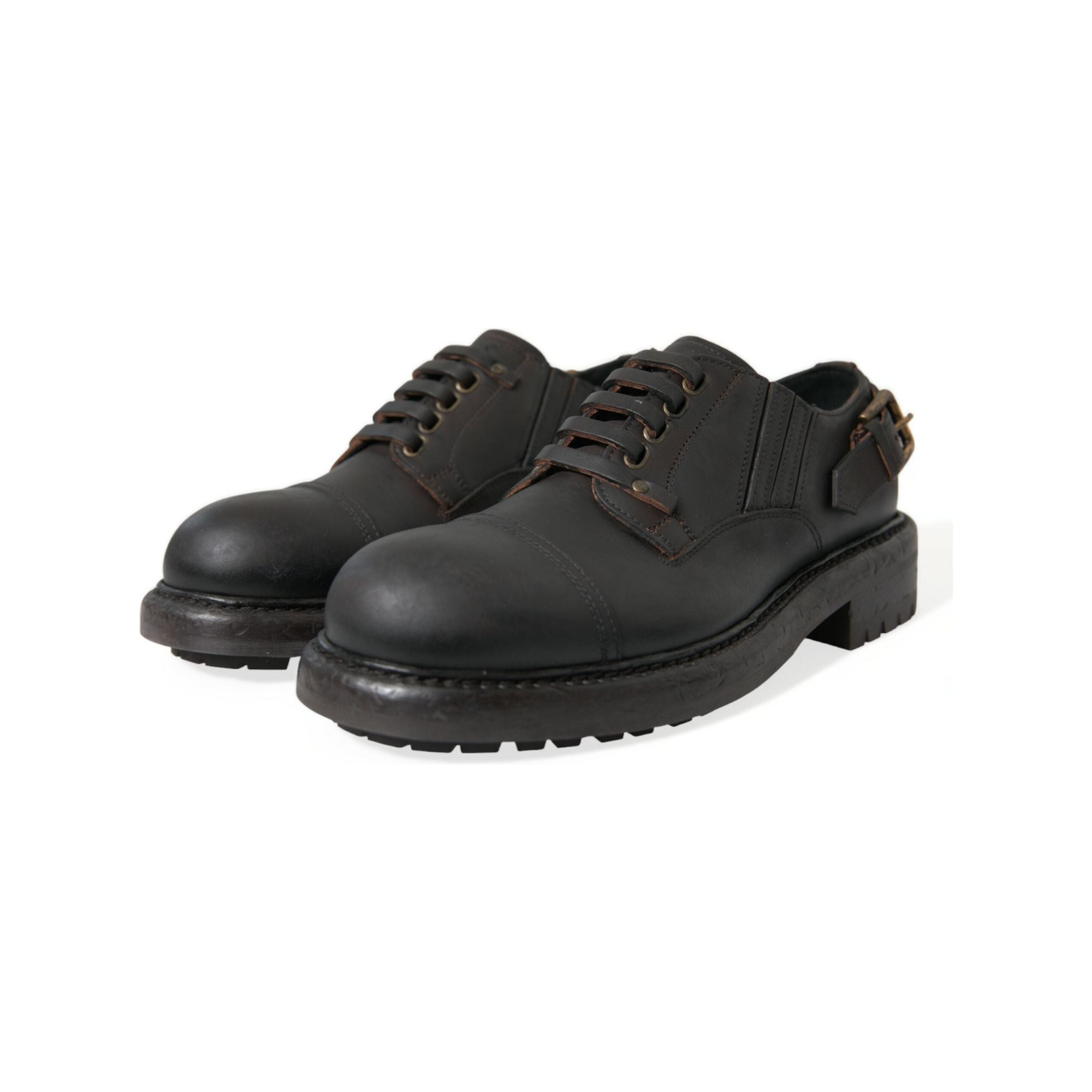 Dolce & Gabbana Black Leather Derby Dress Shoes