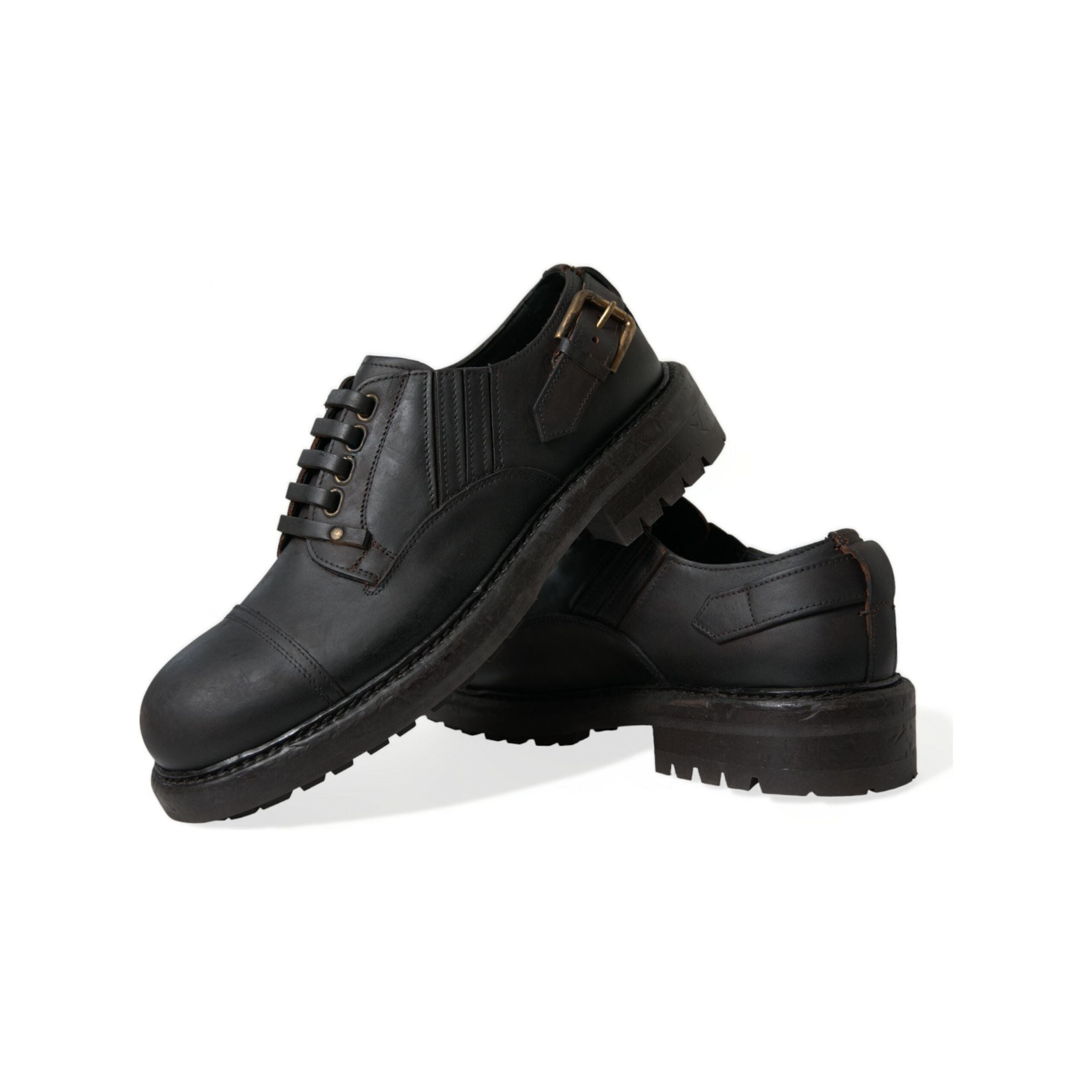 Dolce & Gabbana Black Leather Derby Dress Shoes