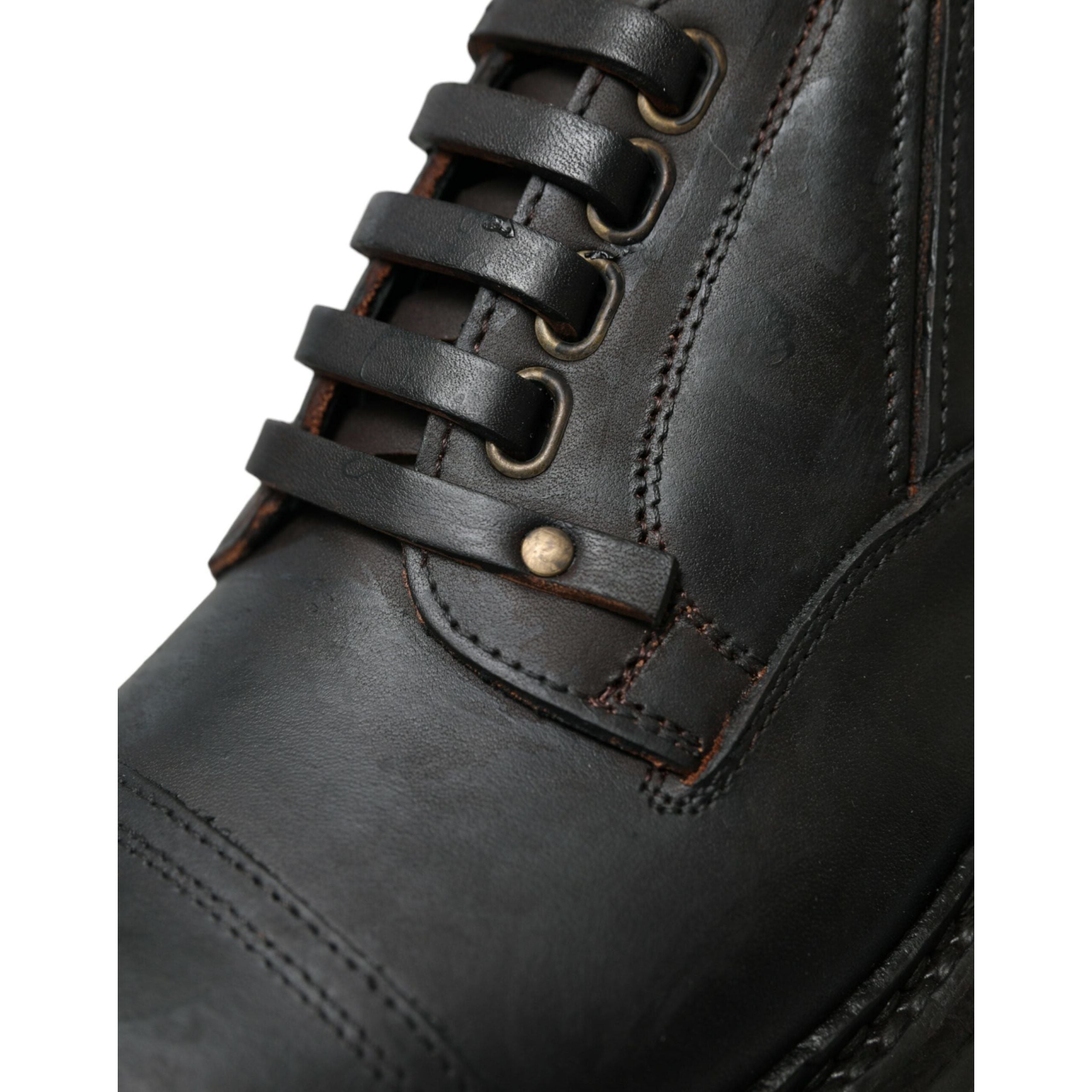 Dolce & Gabbana Black Leather Derby Dress Shoes