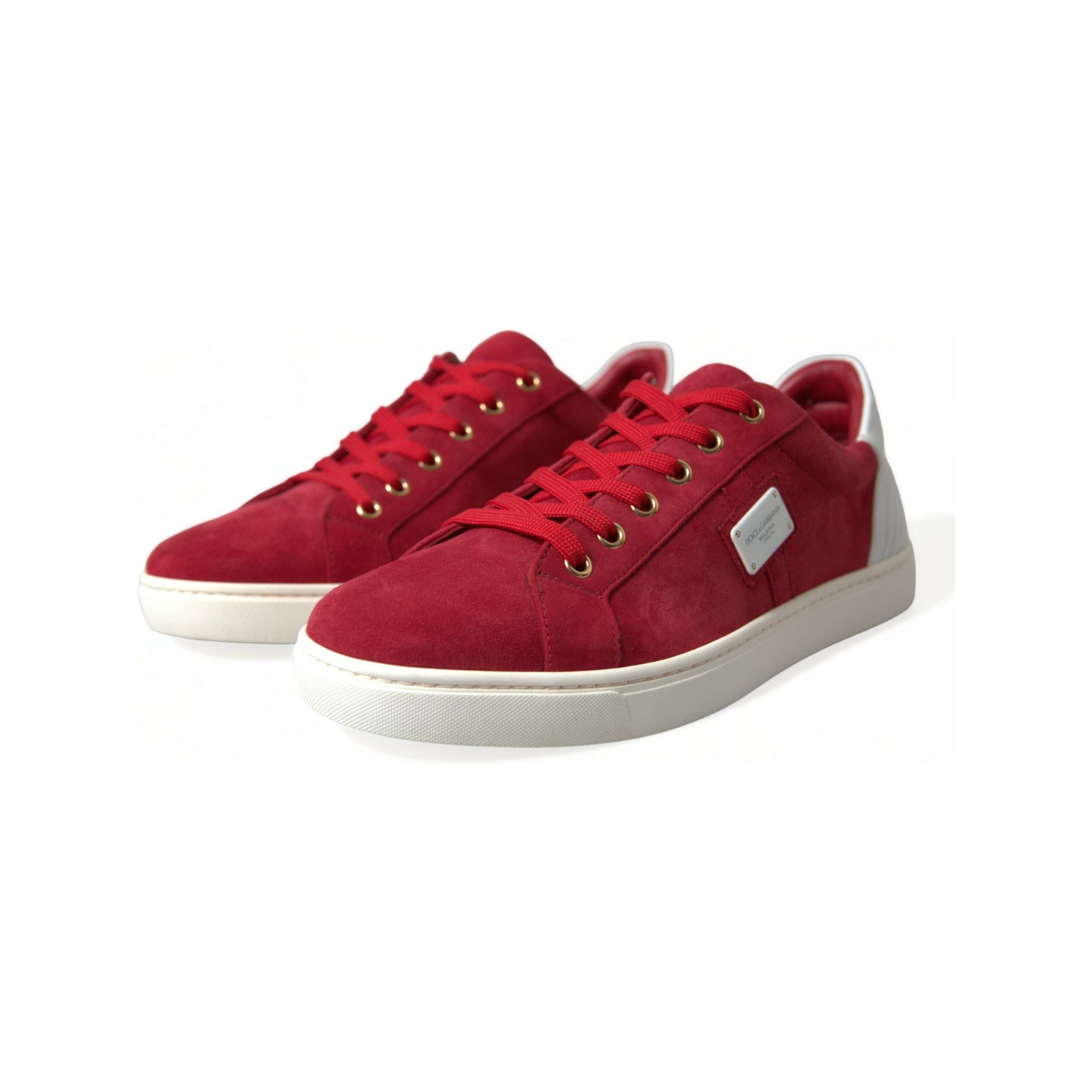 Dolce & Gabbana Red Goat Leather Low Top Sneakers