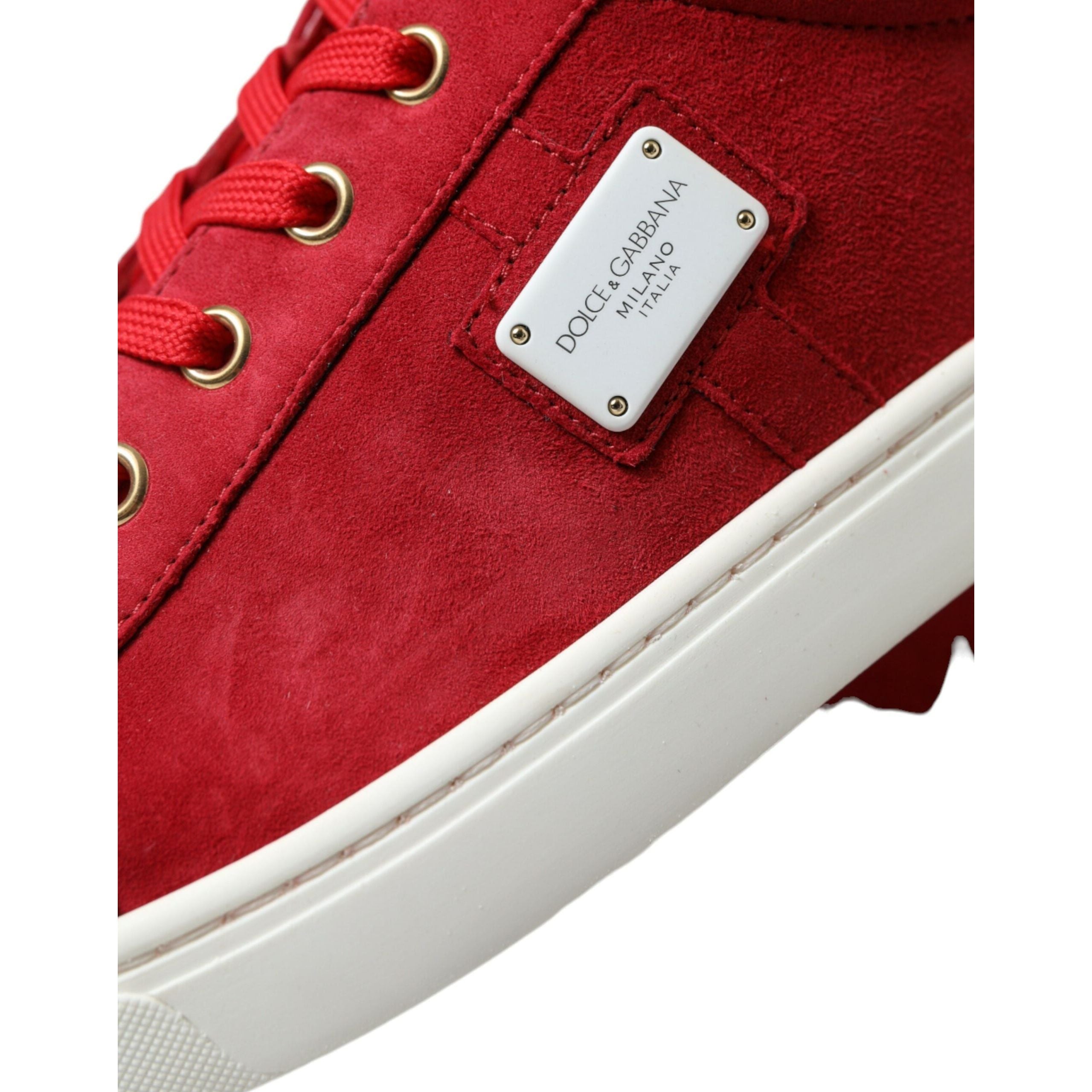 Dolce & Gabbana Red Goat Leather Low Top Sneakers