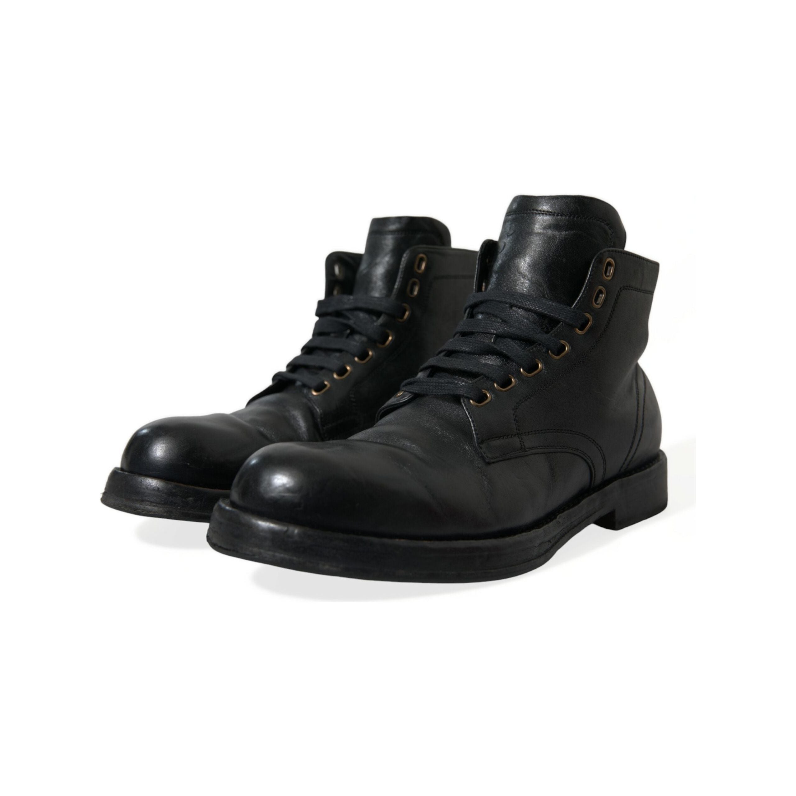 Dolce & Gabbana Black Horse Leather Ankle Boots