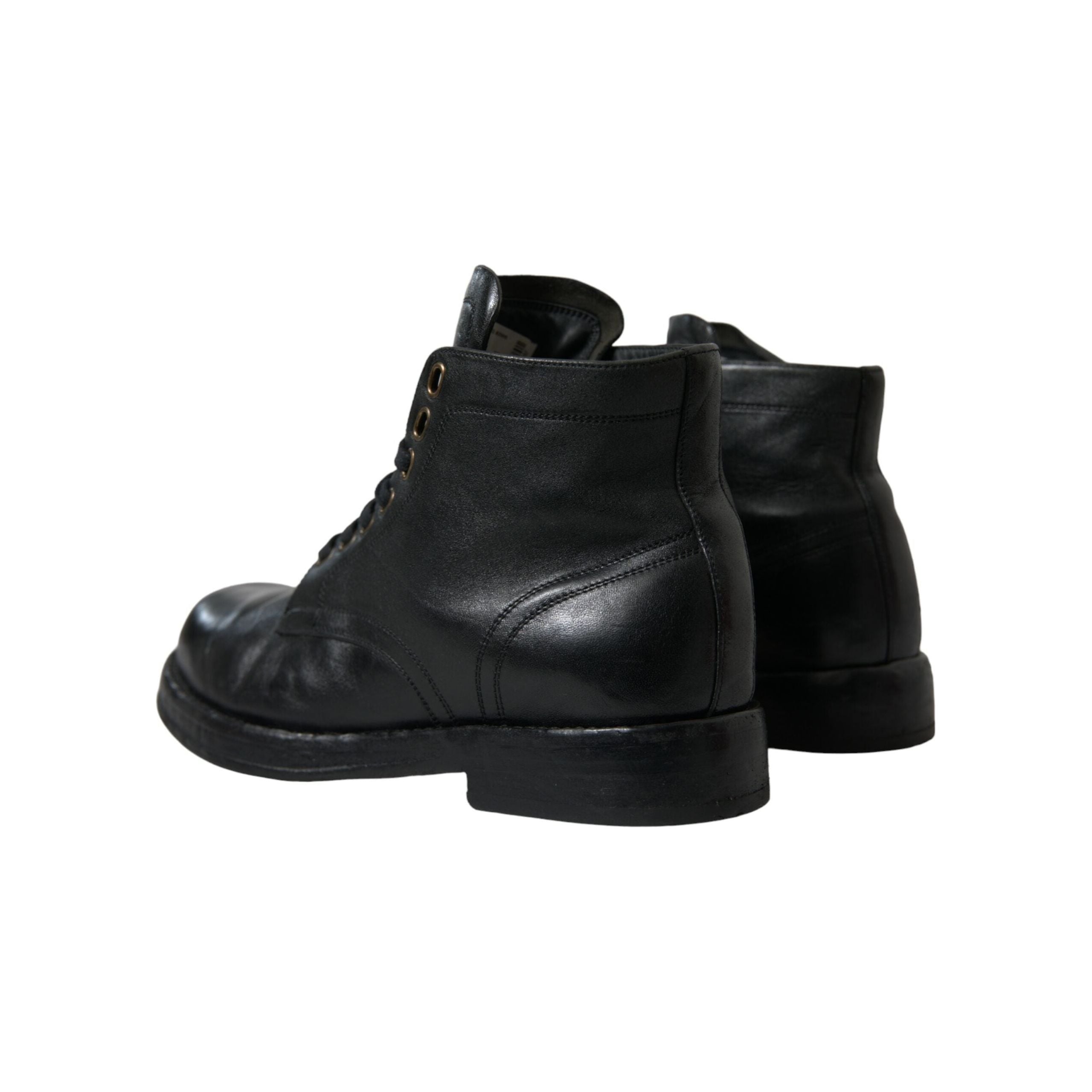 Dolce & Gabbana Black Horse Leather Ankle Boots