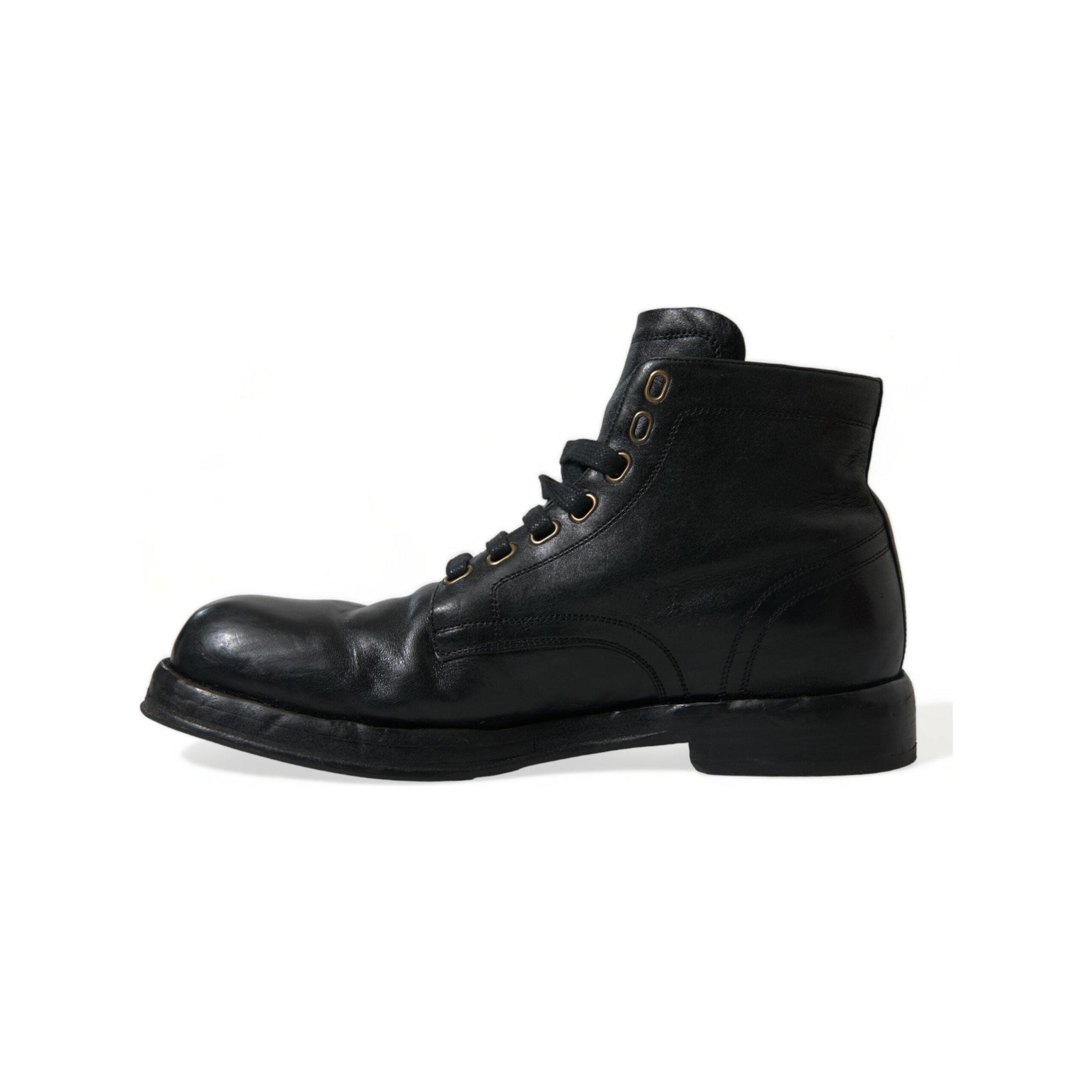 Dolce & Gabbana Black Horse Leather Ankle Boots