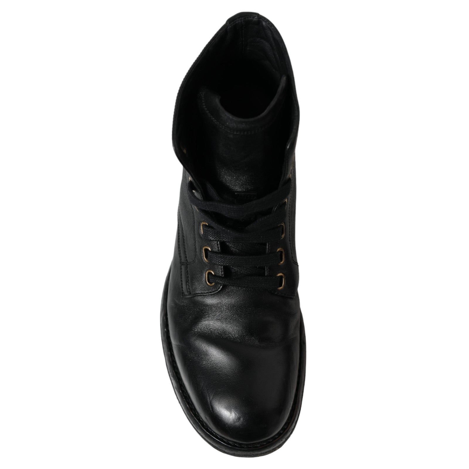 Dolce & Gabbana Black Horse Leather Ankle Boots
