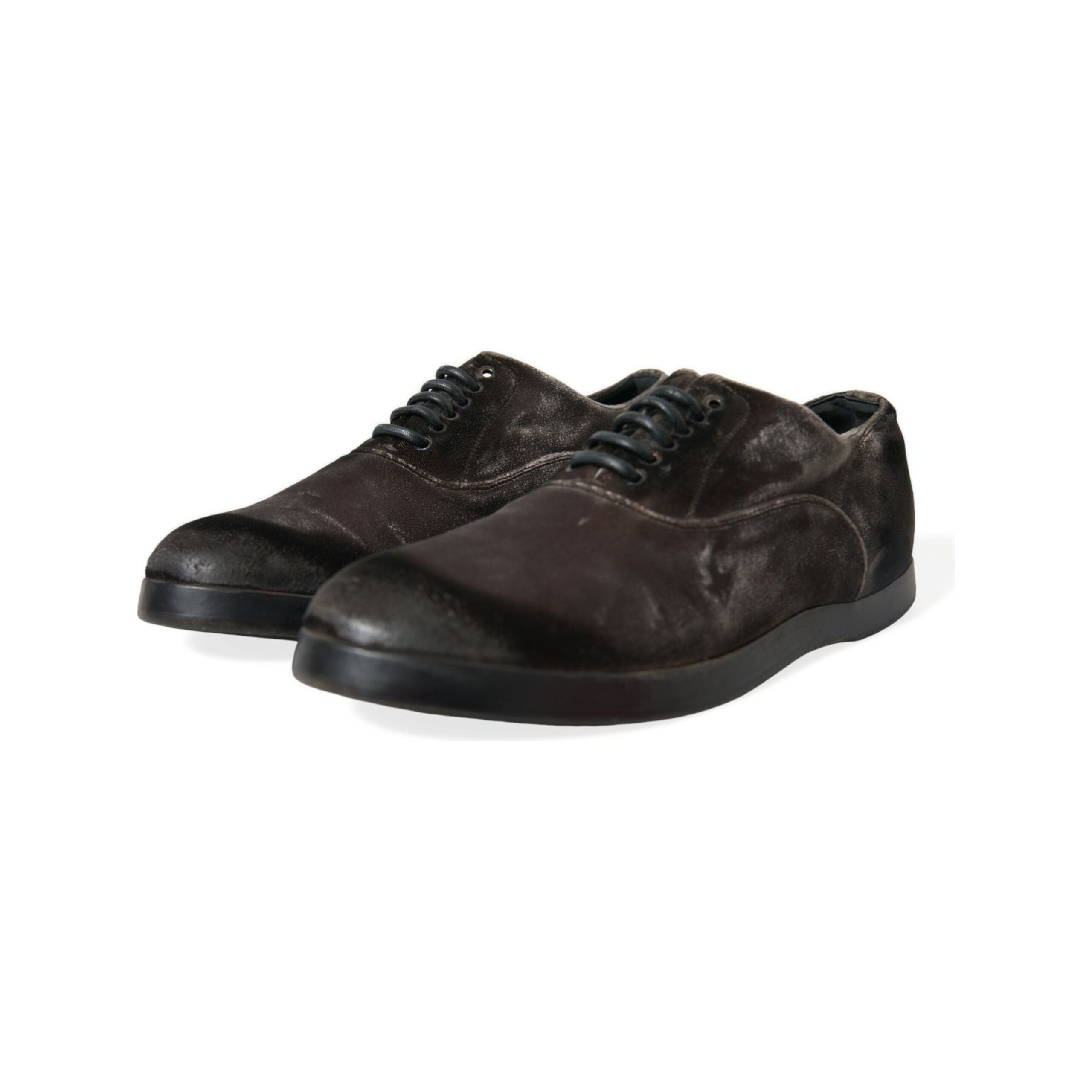 Dolce & Gabbana Brown Velvet Oxford Lace-up Shoes