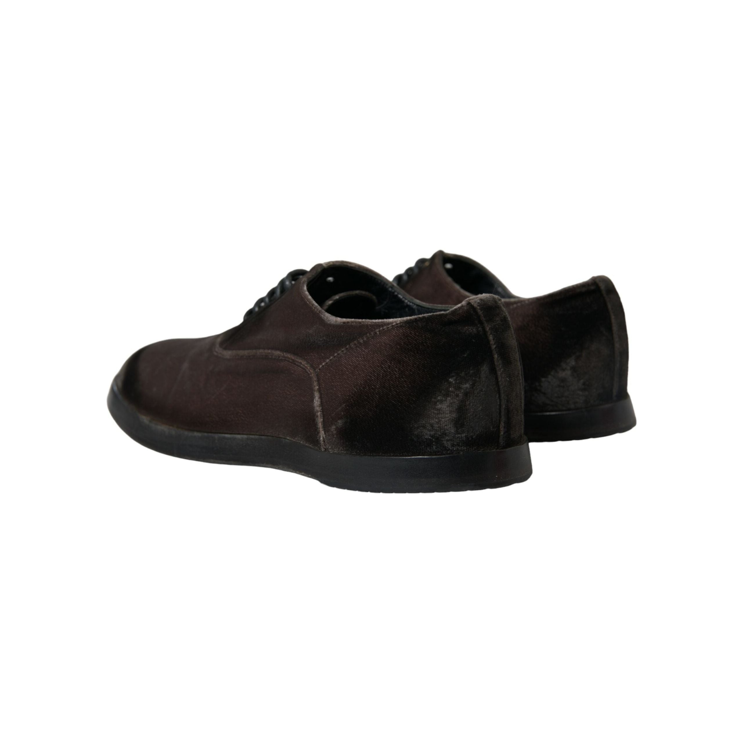 Dolce & Gabbana Brown Velvet Oxford Lace-up Shoes