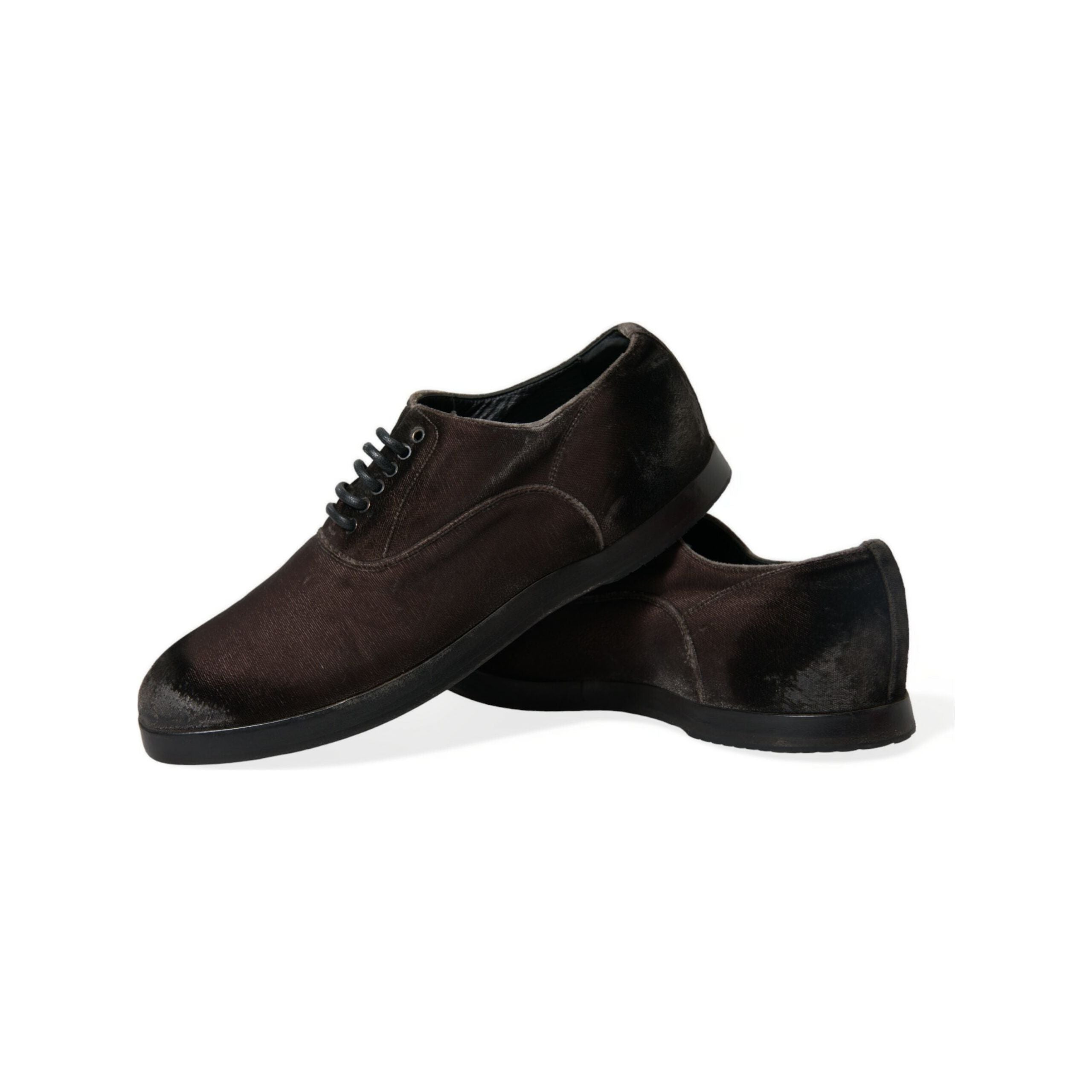 Dolce & Gabbana Brown Velvet Oxford Lace-up Shoes