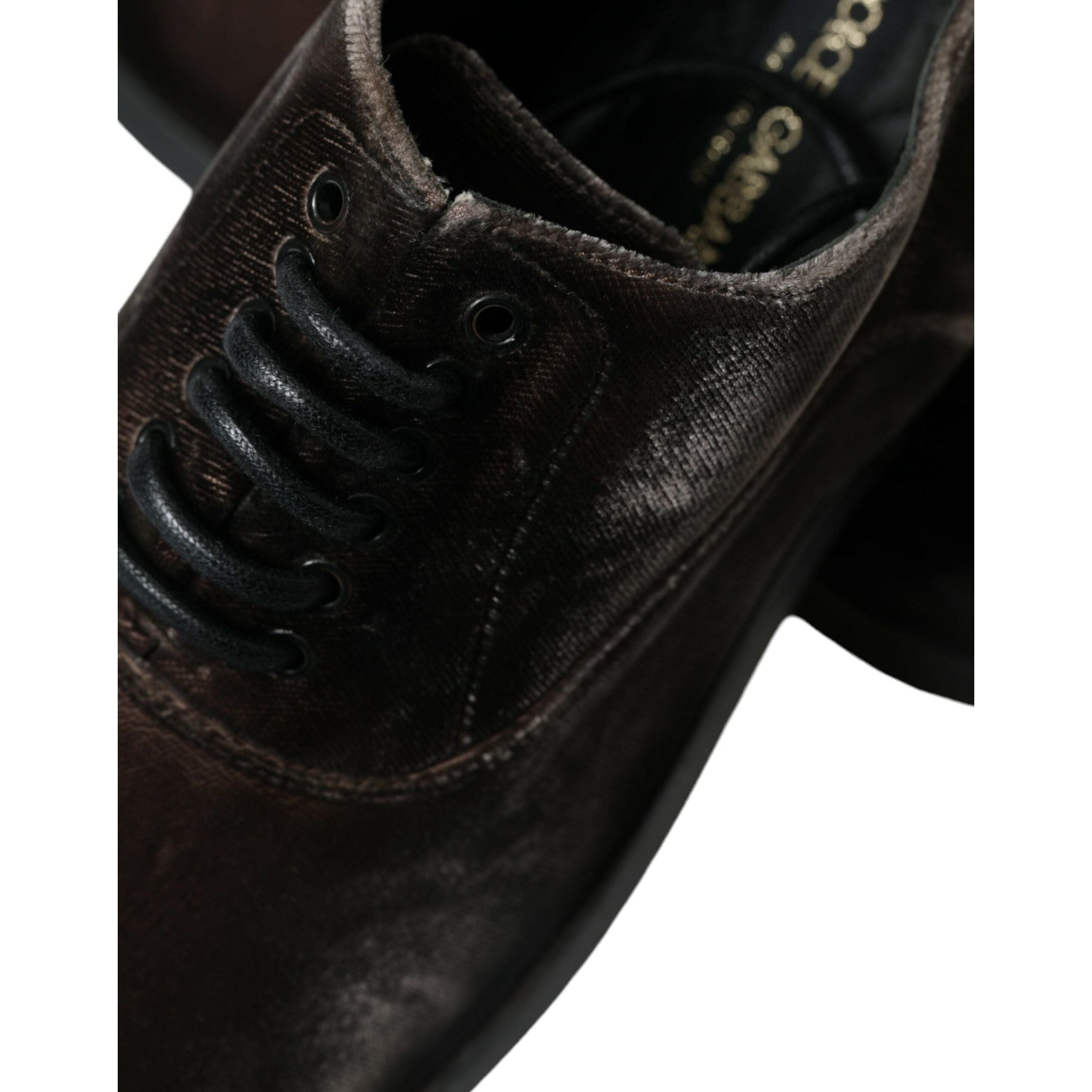 Dolce & Gabbana Brown Velvet Oxford Lace-up Shoes