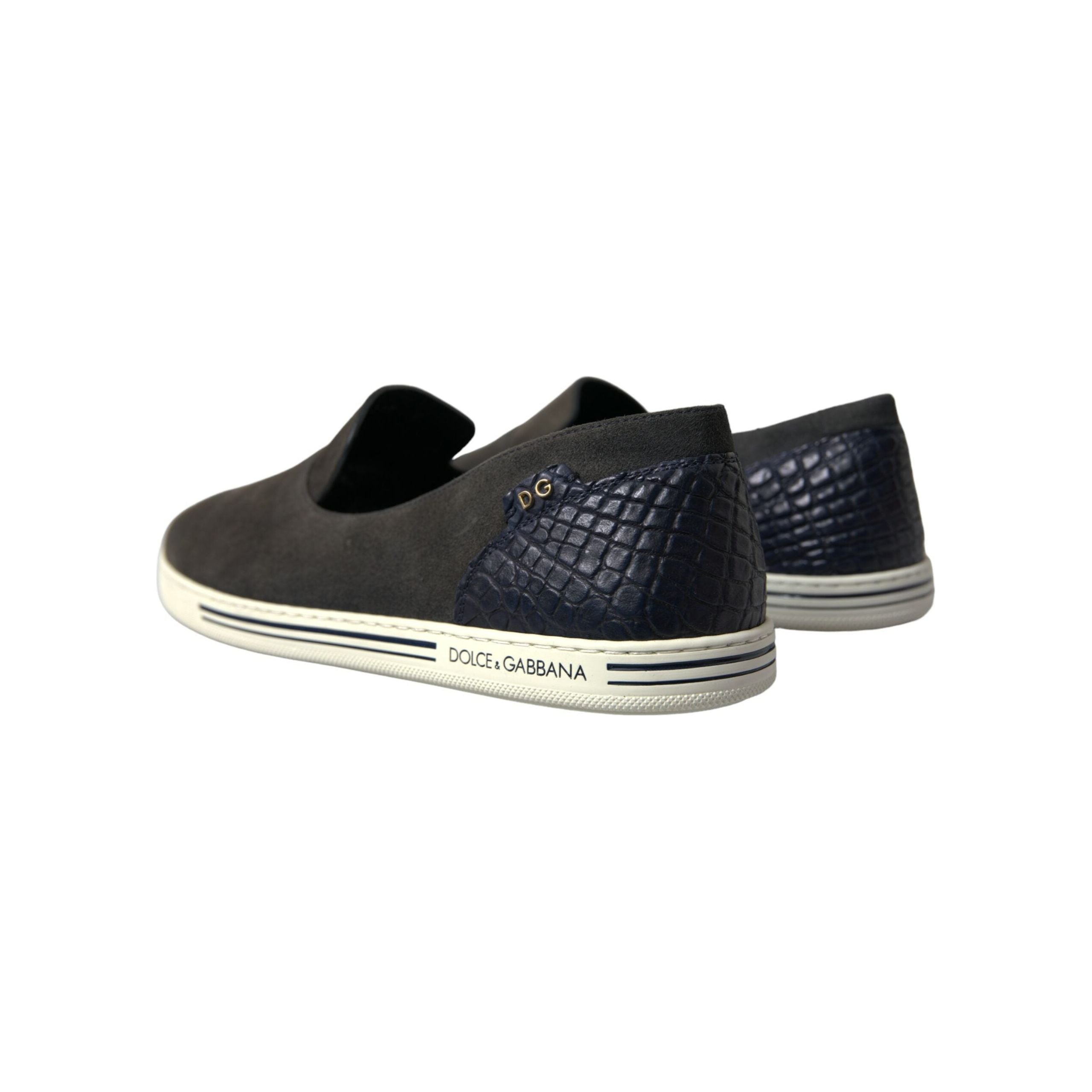 Dolce & Gabbana Blue Suede & Crocodile Slippers