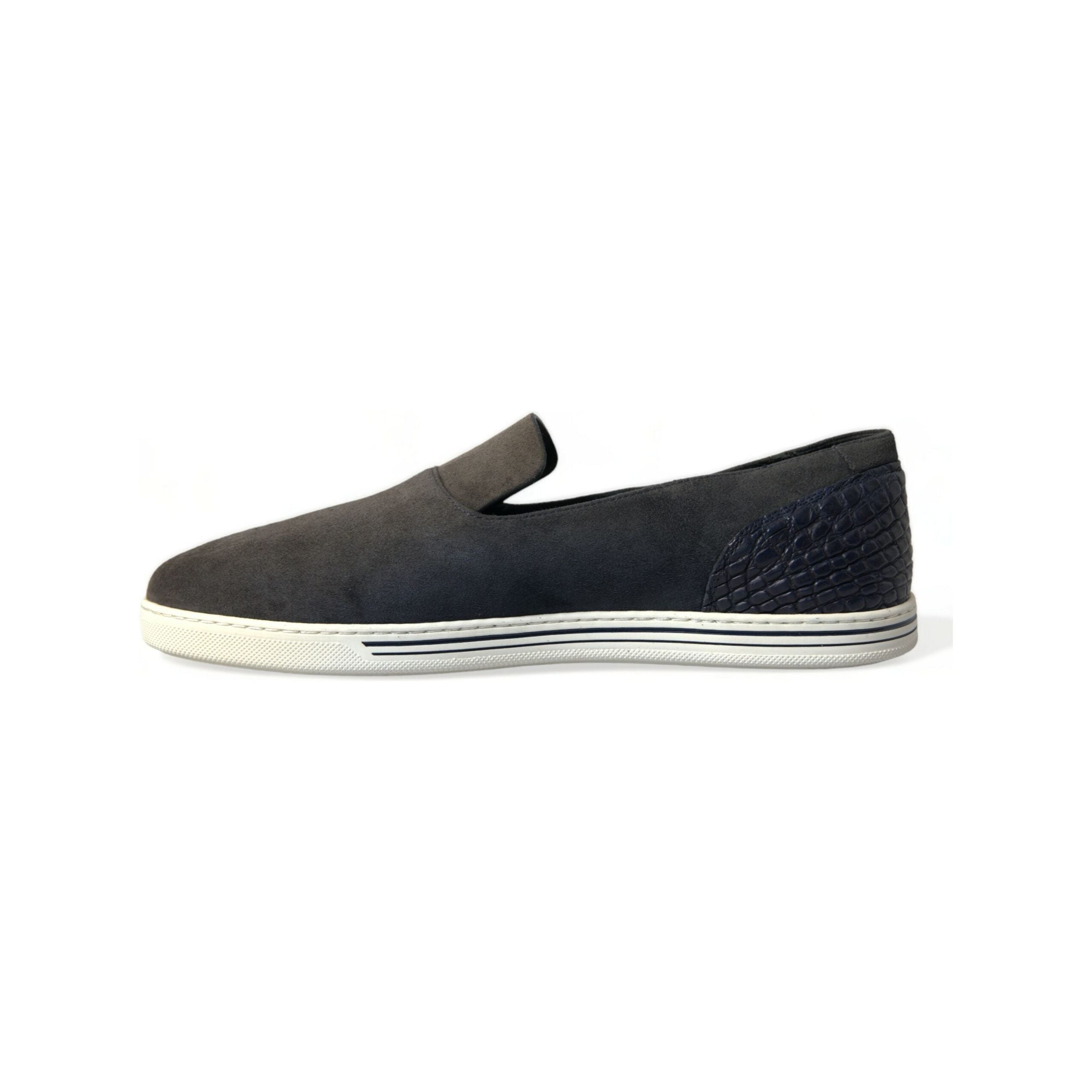 Dolce & Gabbana Blue Suede & Crocodile Slippers