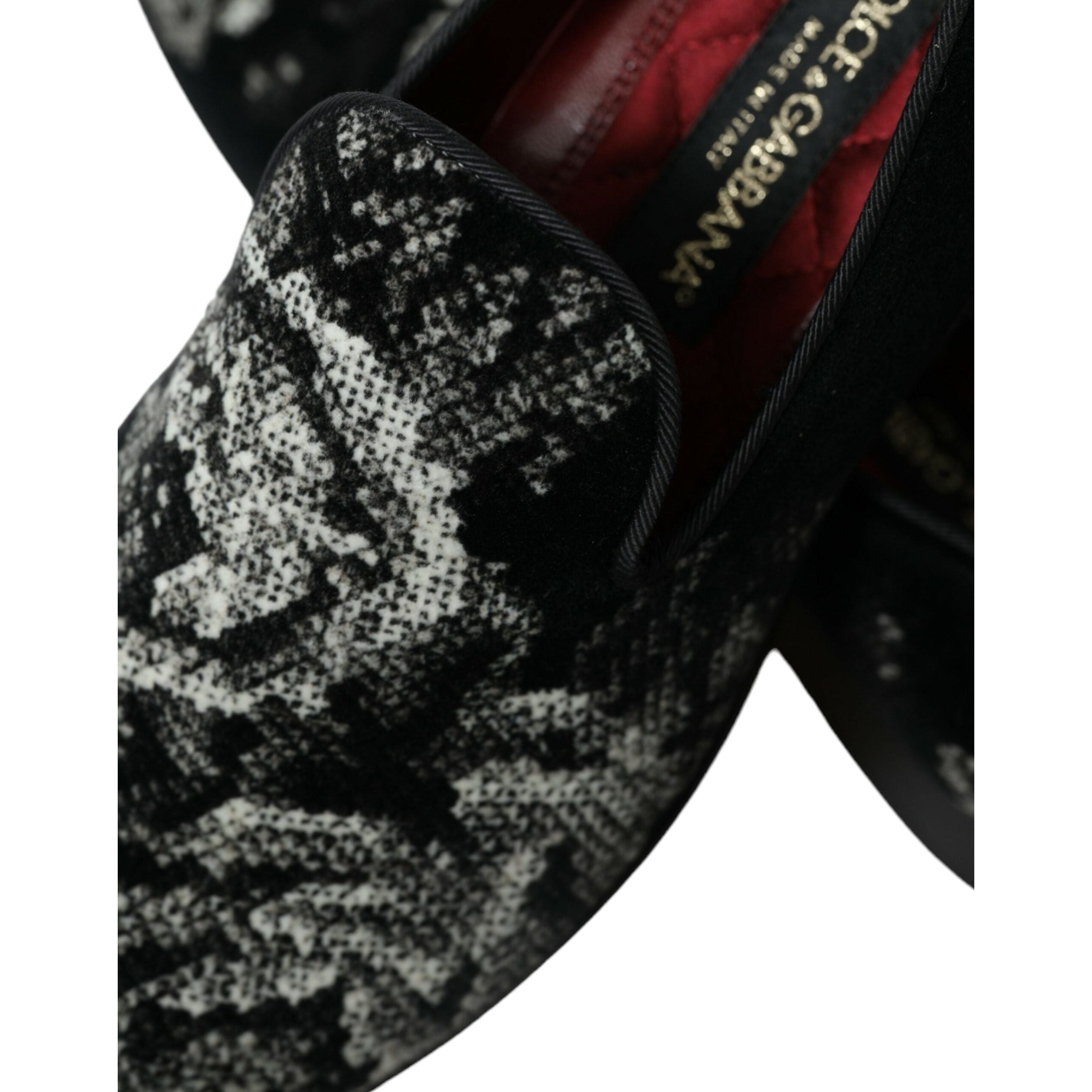 Dolce & Gabbana Black Floral Velvet Loafers
