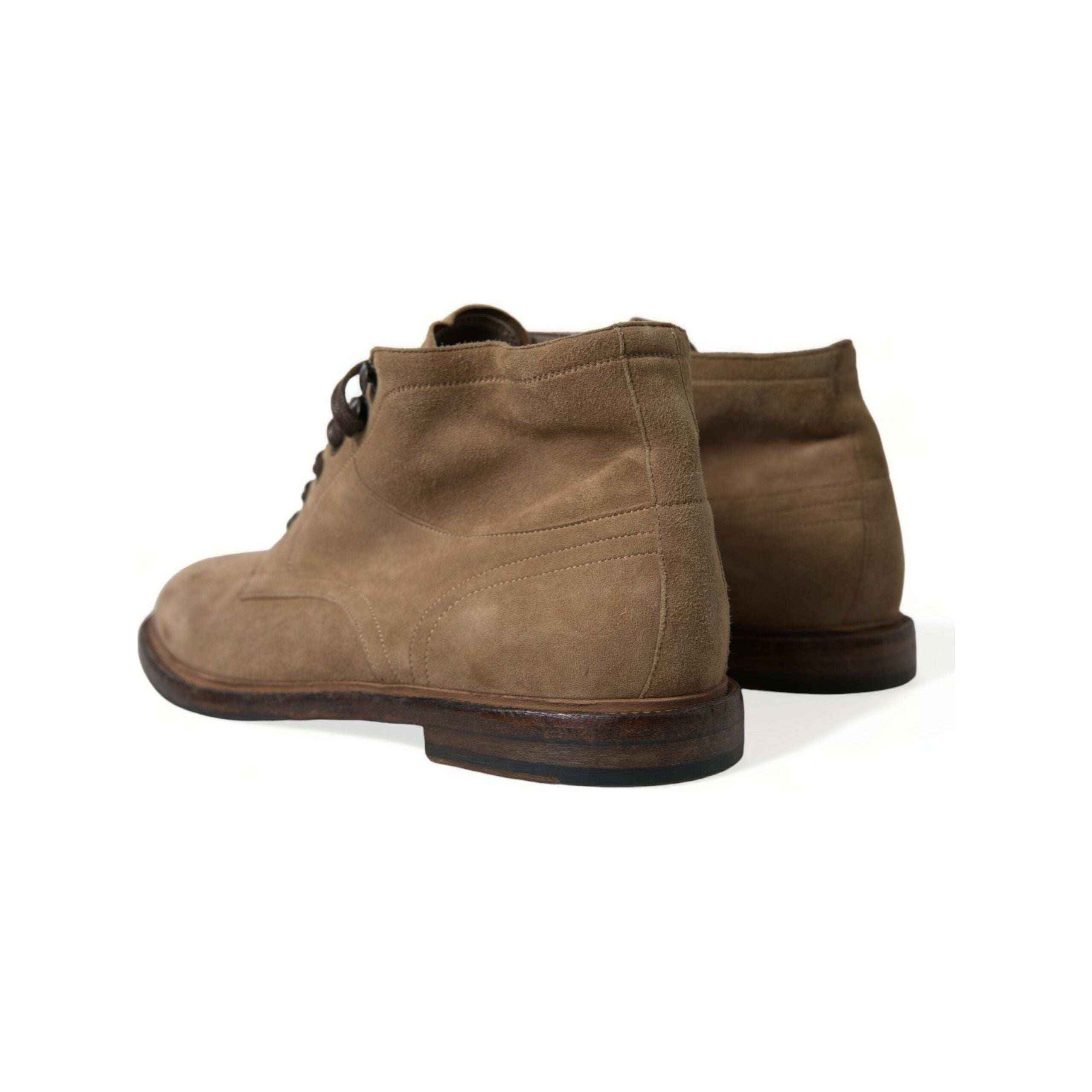 Dolce & Gabbana Brown Leather Ankle Lace-Up Boots