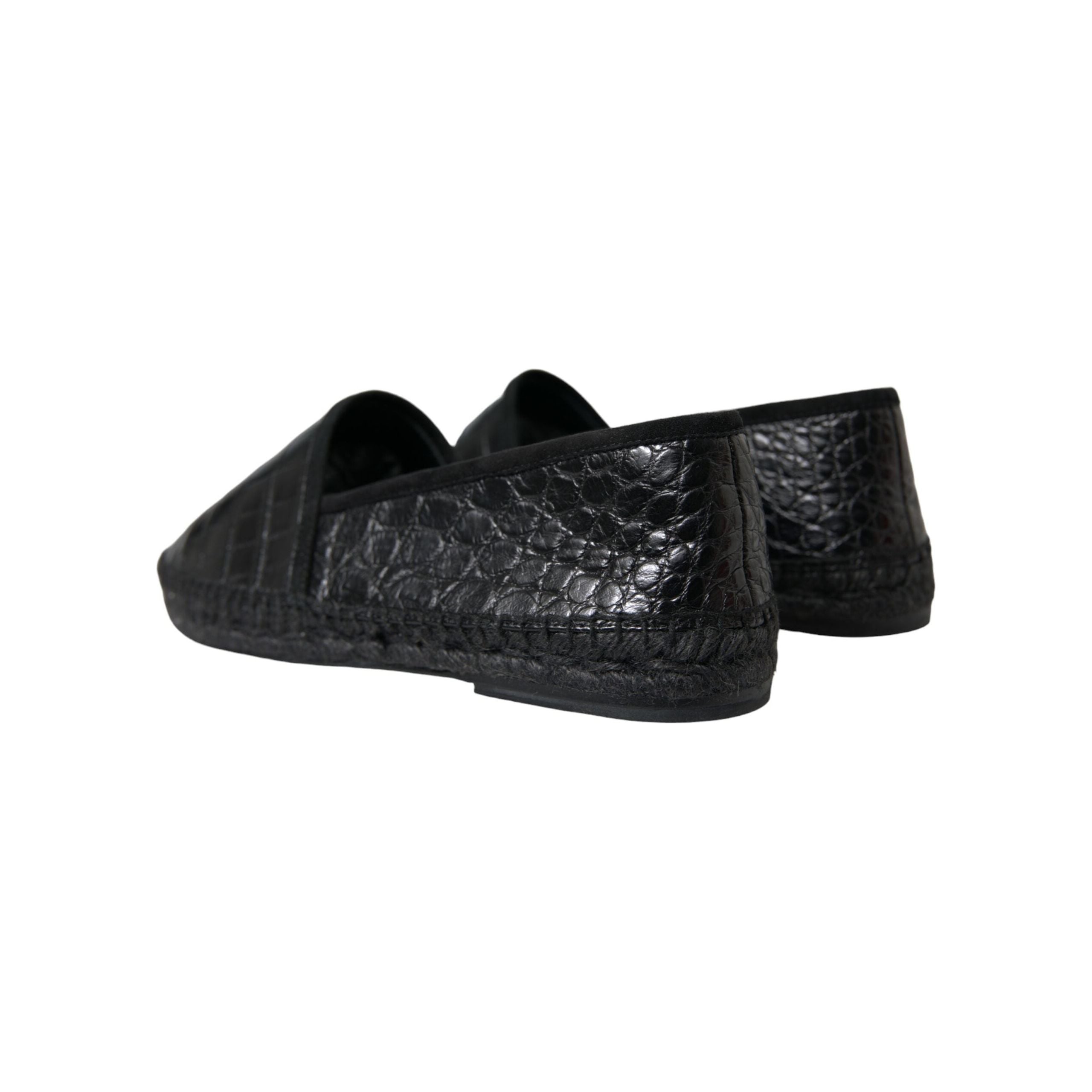 Dolce & Gabbana Black Crocodile Leather Espadrilles Luxury Footwear