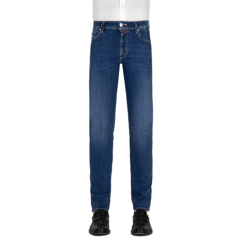 Tramarossa Navy Stretch Cotton Jeans for Sophisticated Style