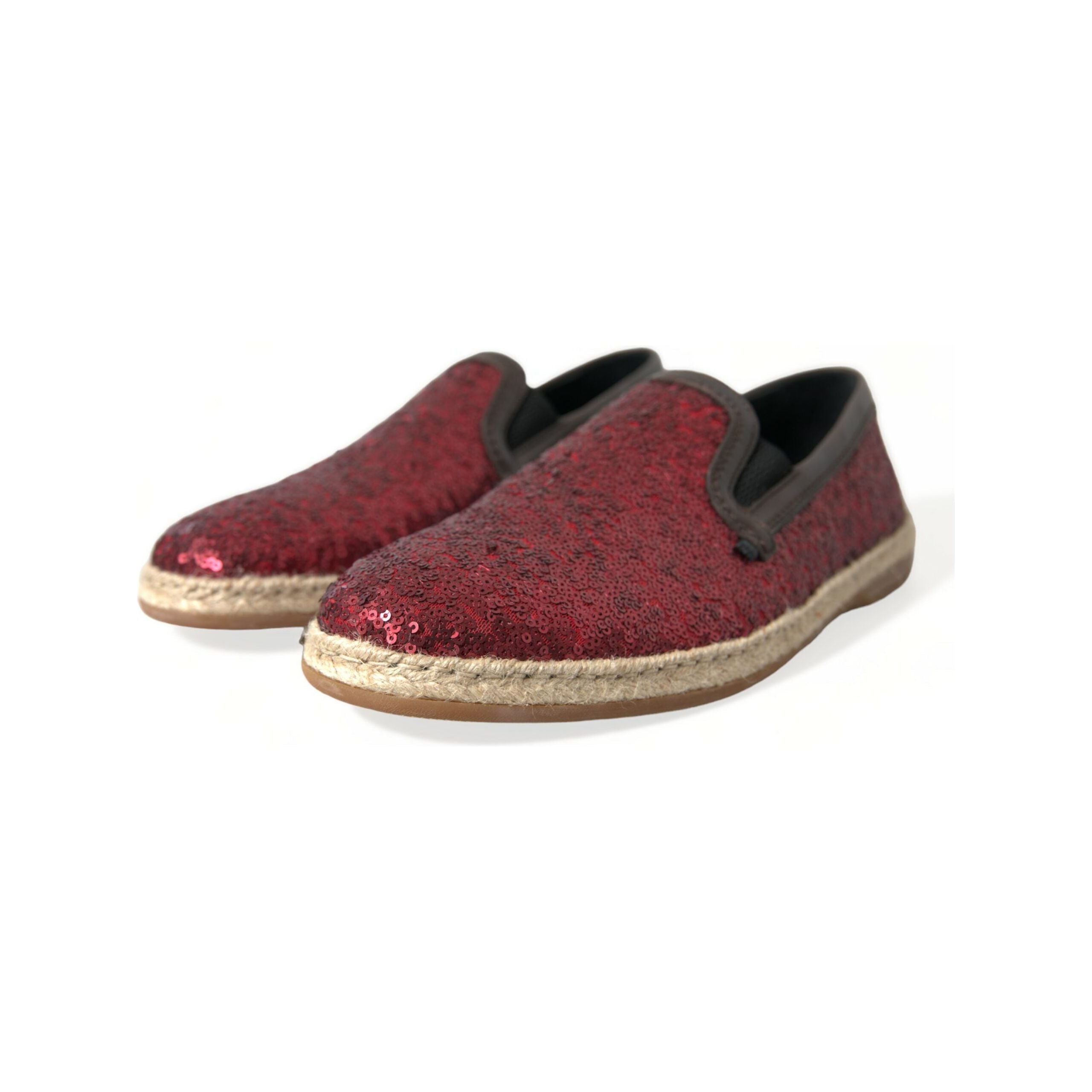 Dolce & Gabbana Red Sequined Leather Loafers for Luxe Style