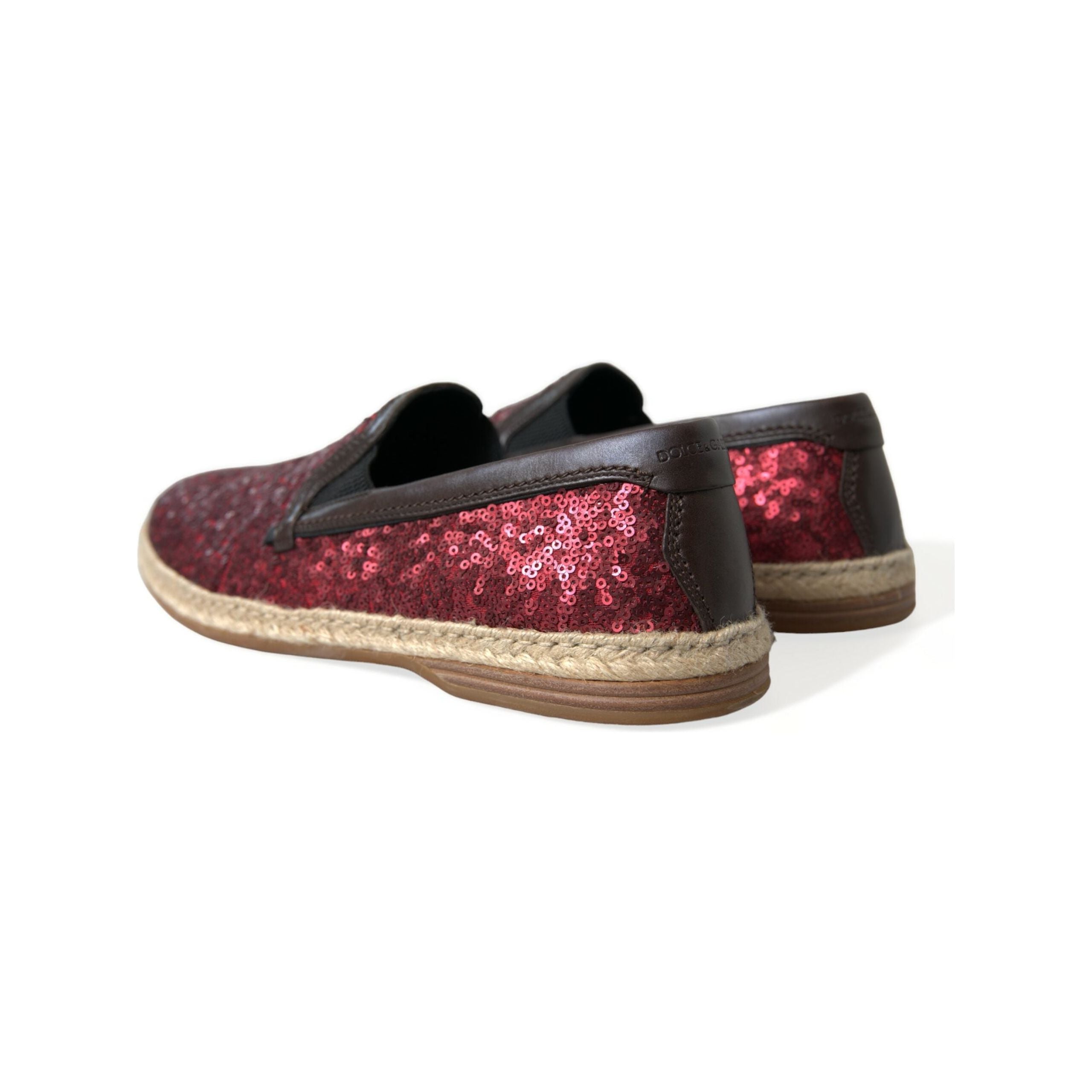 Dolce & Gabbana Red Sequined Leather Loafers for Luxe Style