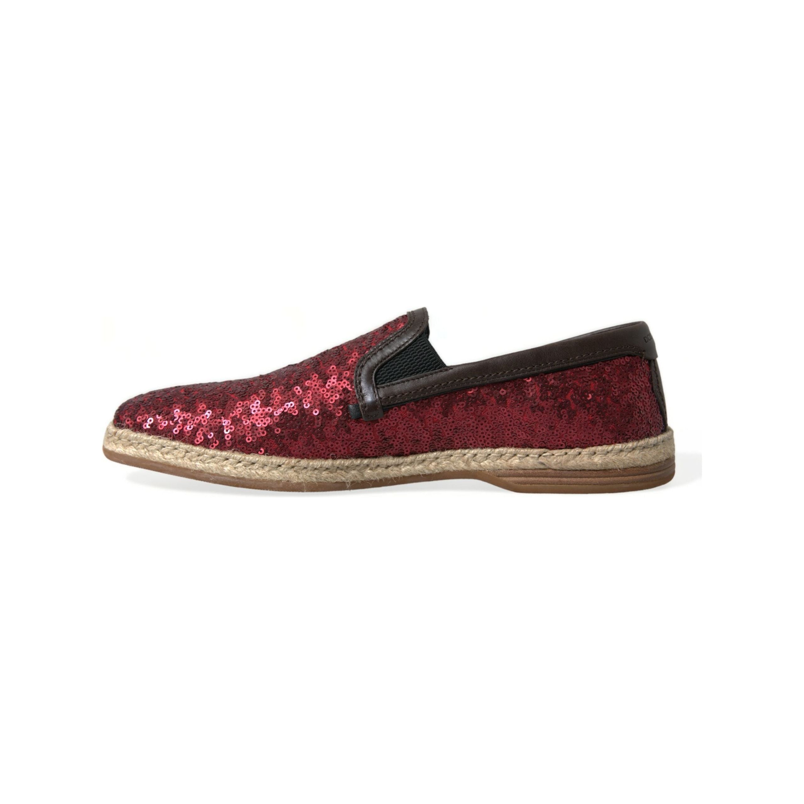 Dolce & Gabbana Red Sequined Leather Loafers for Luxe Style