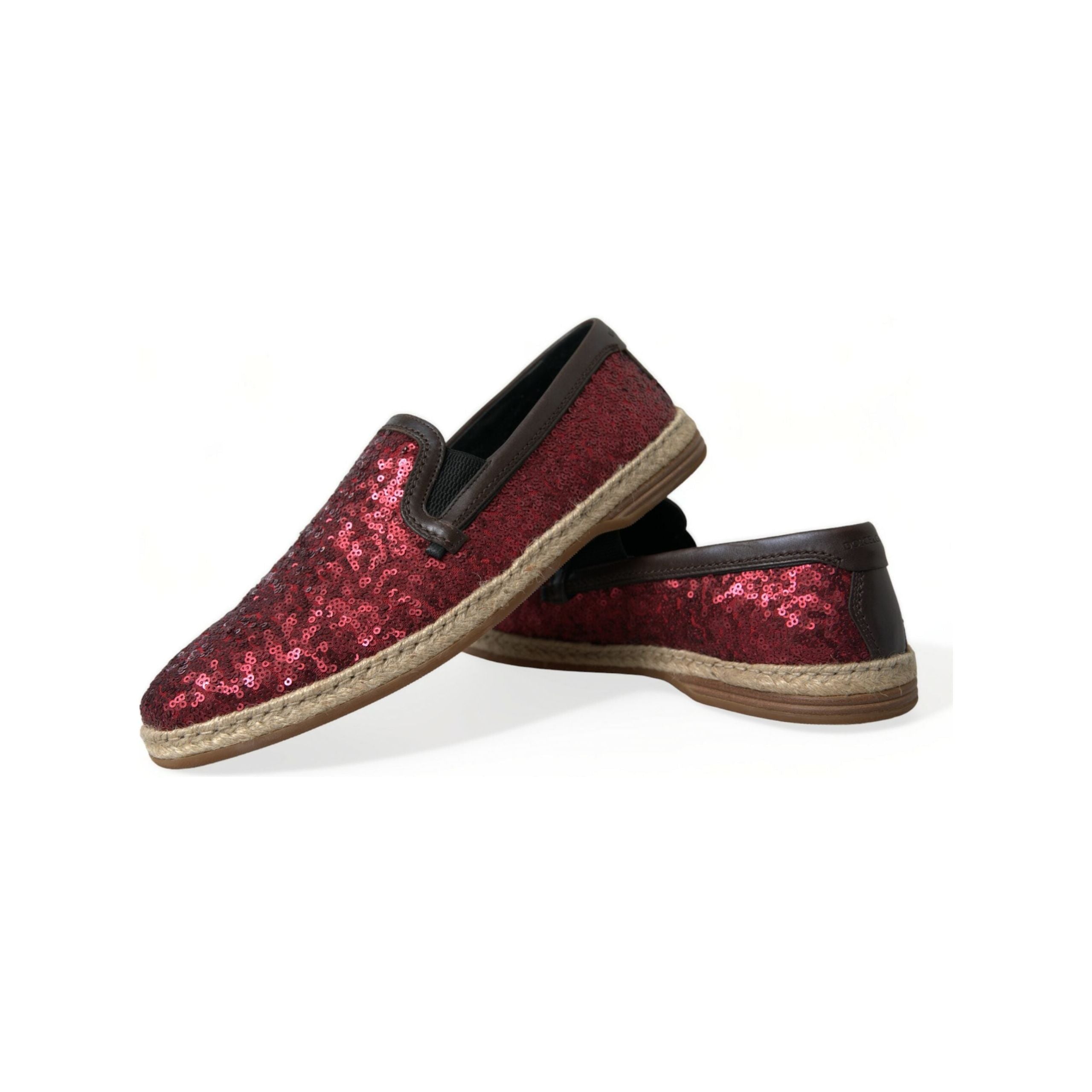 Dolce & Gabbana Red Sequined Leather Loafers for Luxe Style