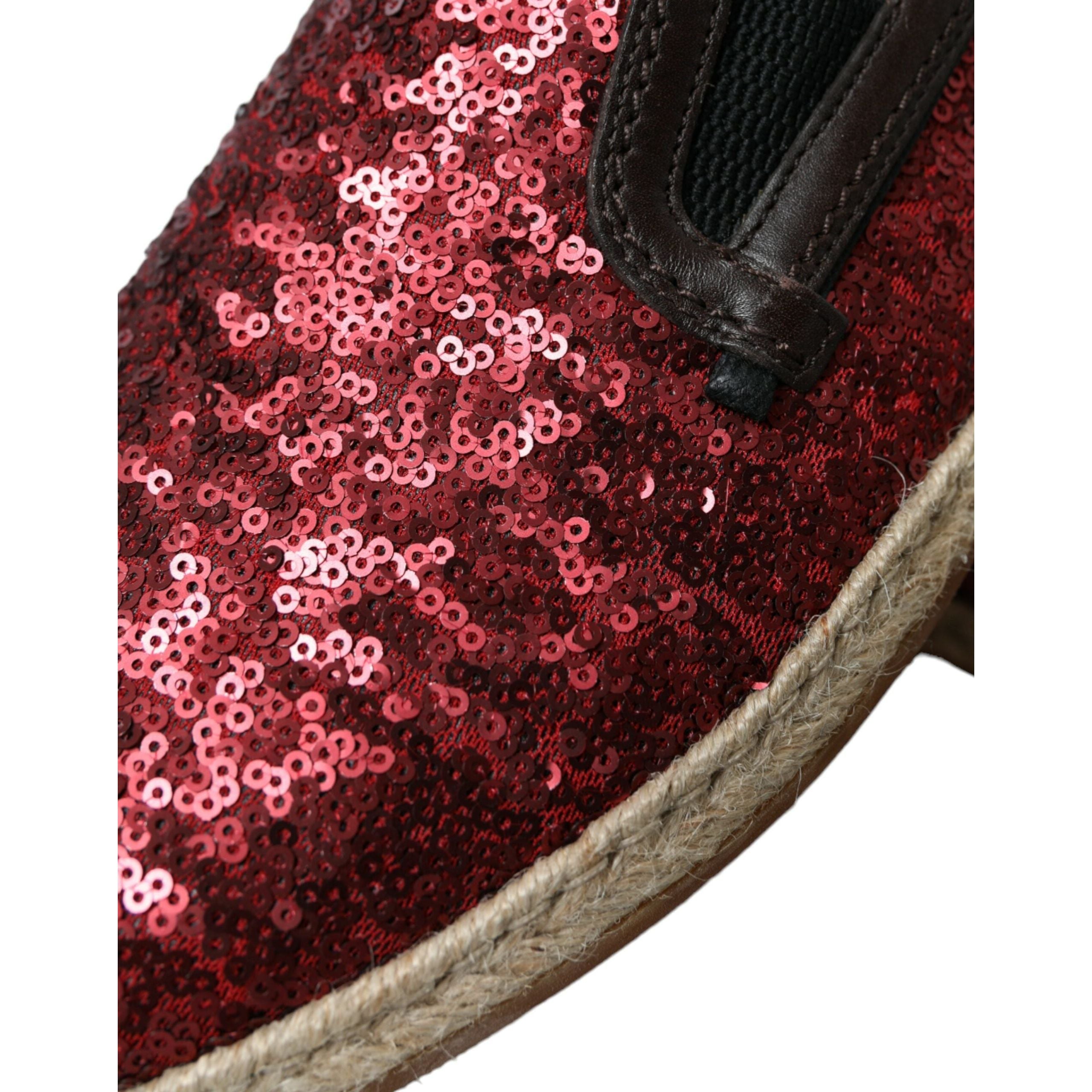 Dolce & Gabbana Red Sequined Leather Loafers for Luxe Style