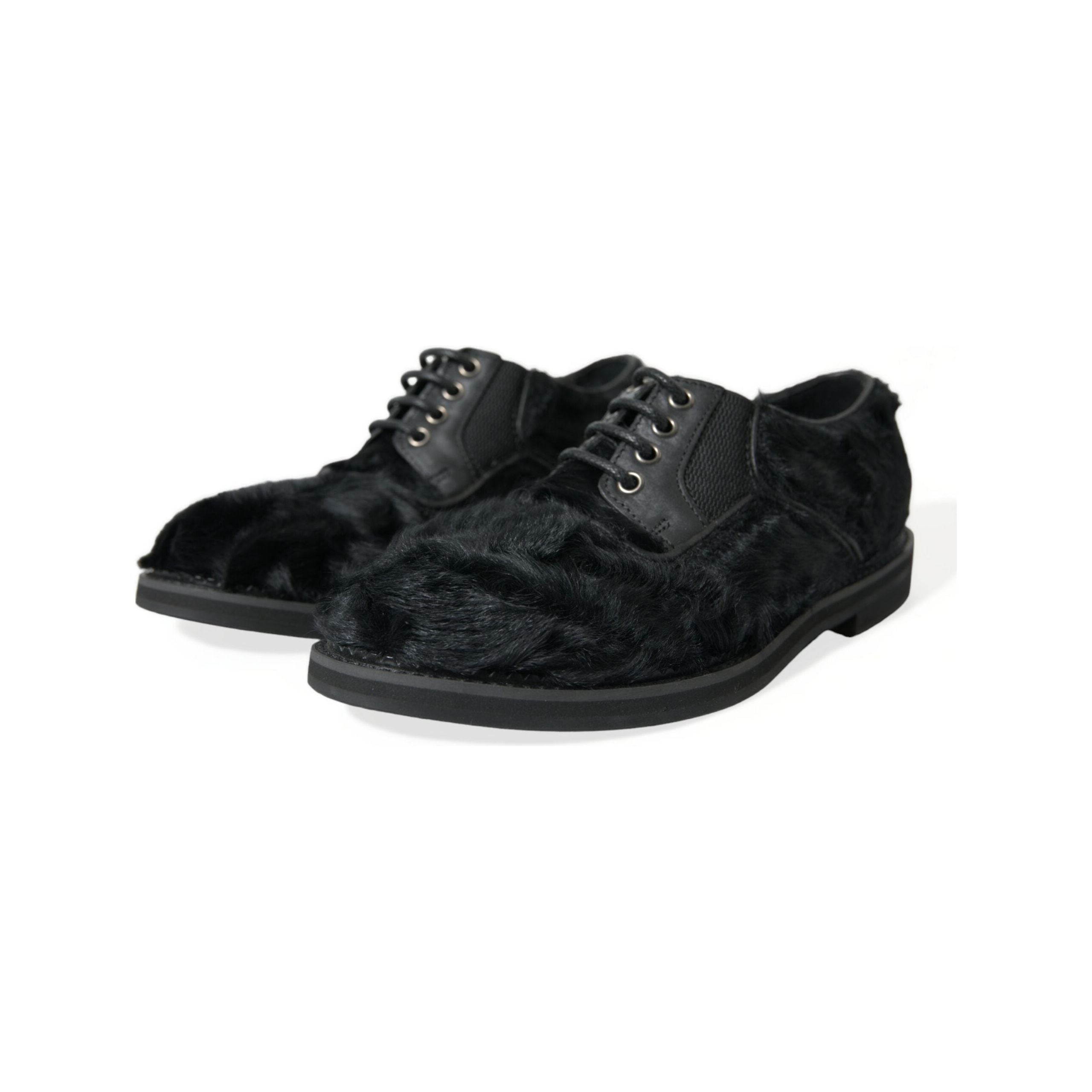 Dolce & Gabbana Black Leather Derby Dress Shoes