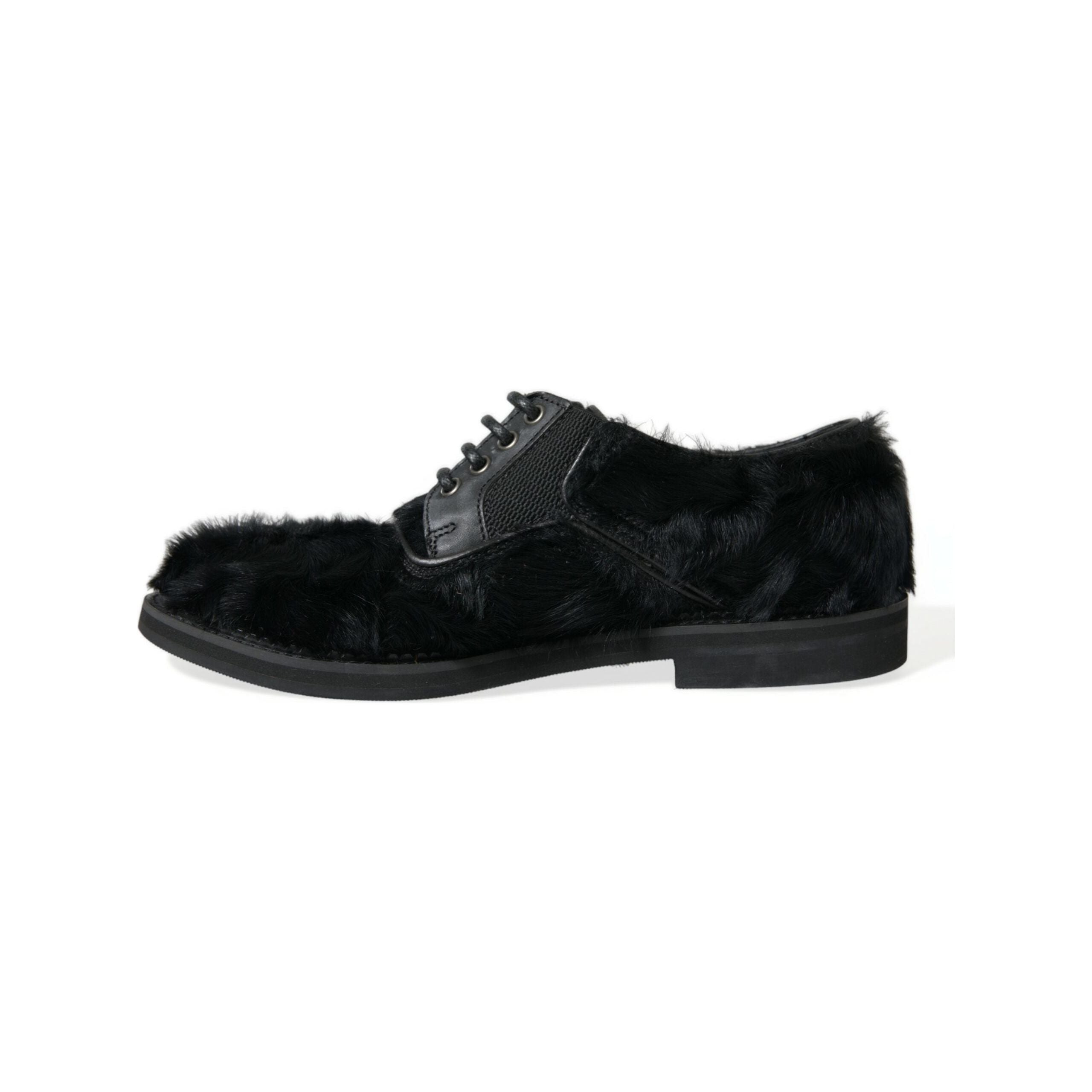 Dolce & Gabbana Black Leather Derby Dress Shoes